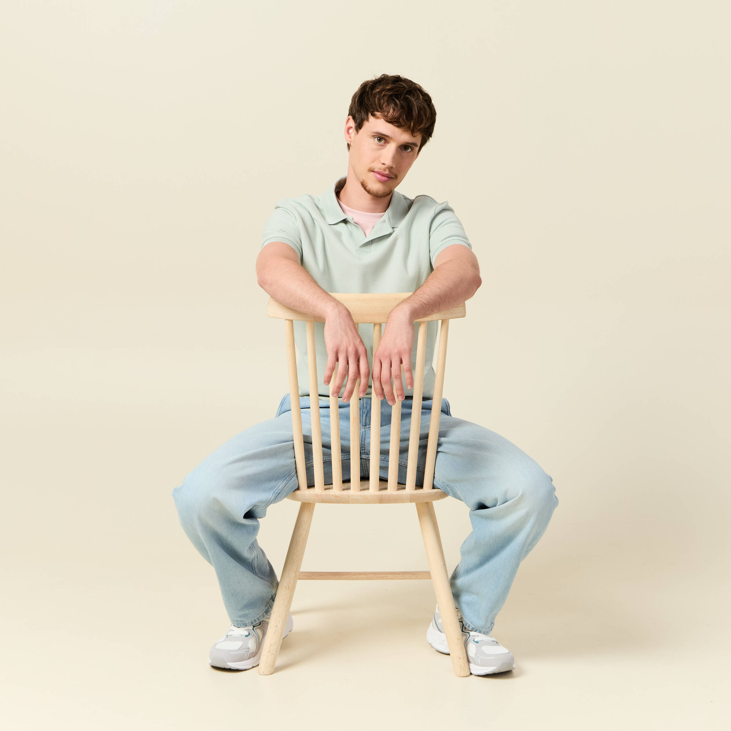 polo cintre manches courtes en coton vert clair homme Polo cintré manches courtes en coton vert clair homme