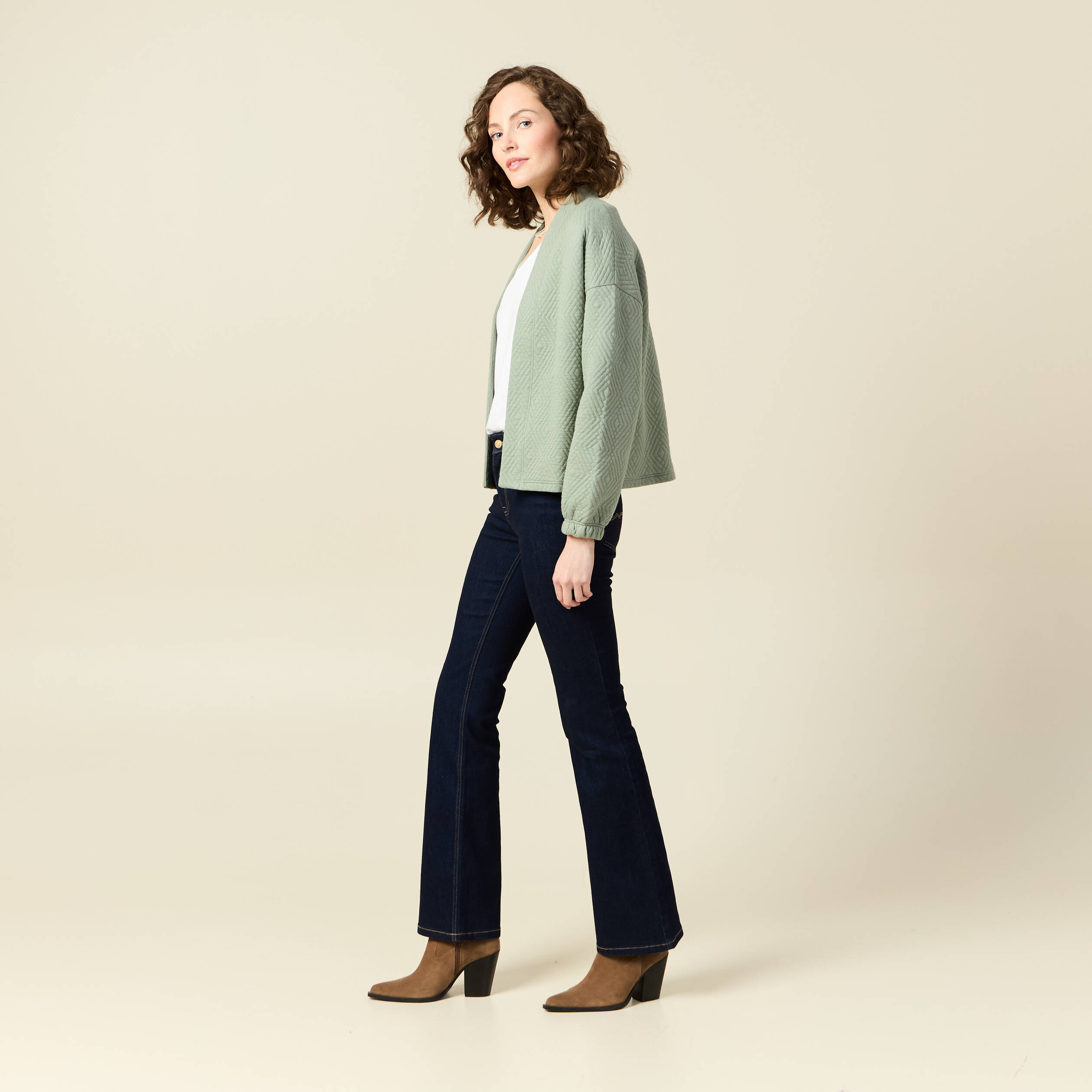 gilet manches longues vert kaki femme Gilet manches longues vert kaki femme