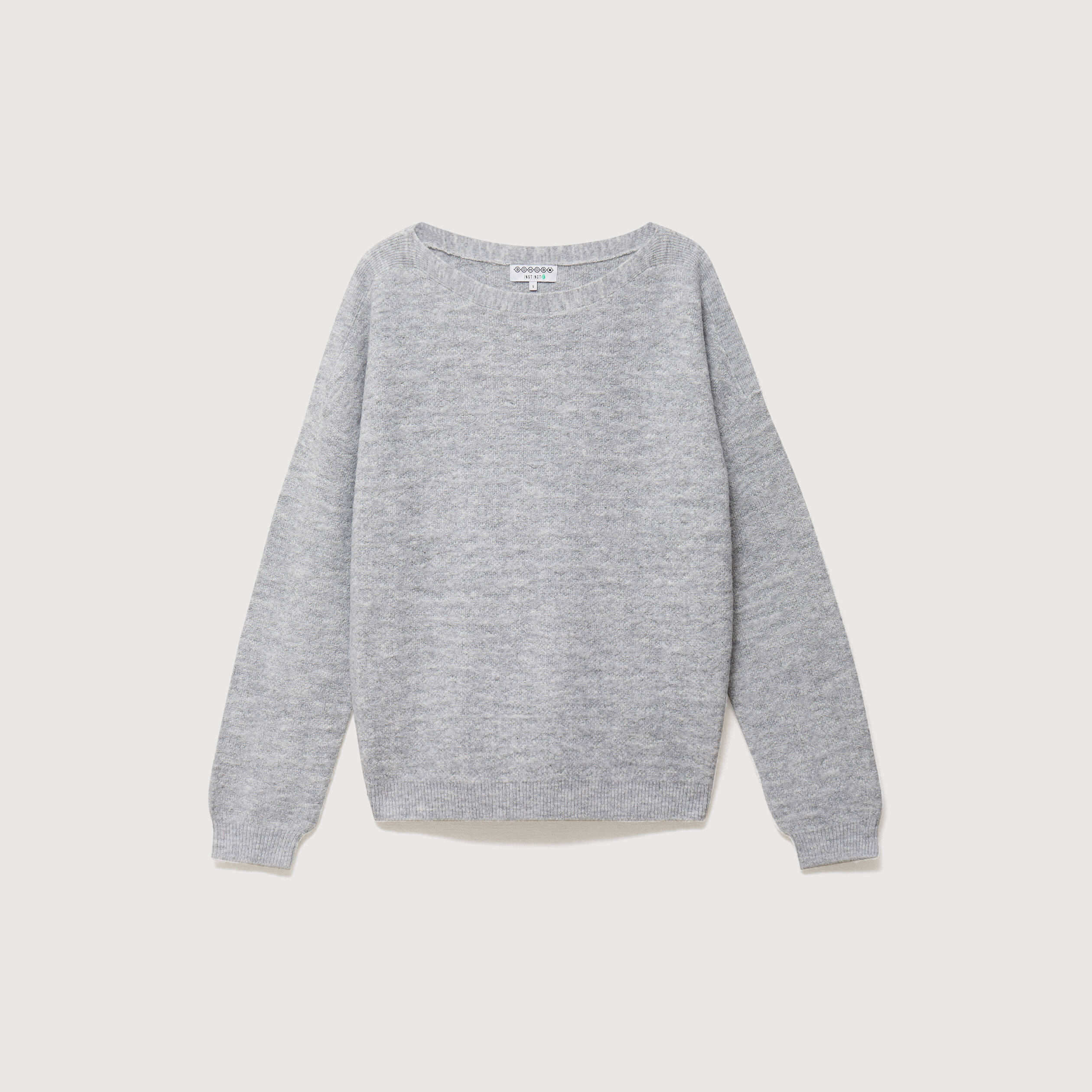 Pull manches longues col bateau gris femme