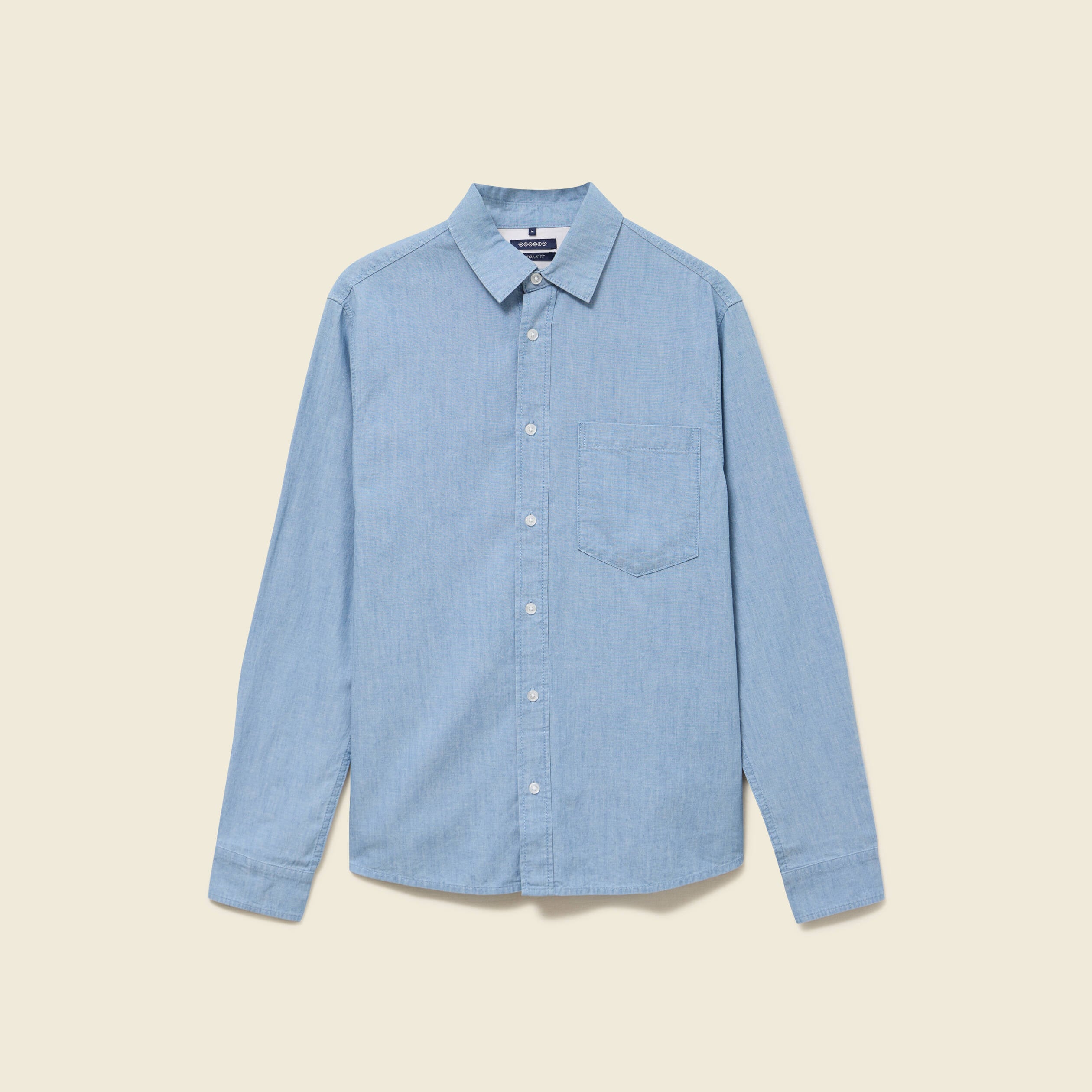 Chemise en coton manches longues denim bleach homme