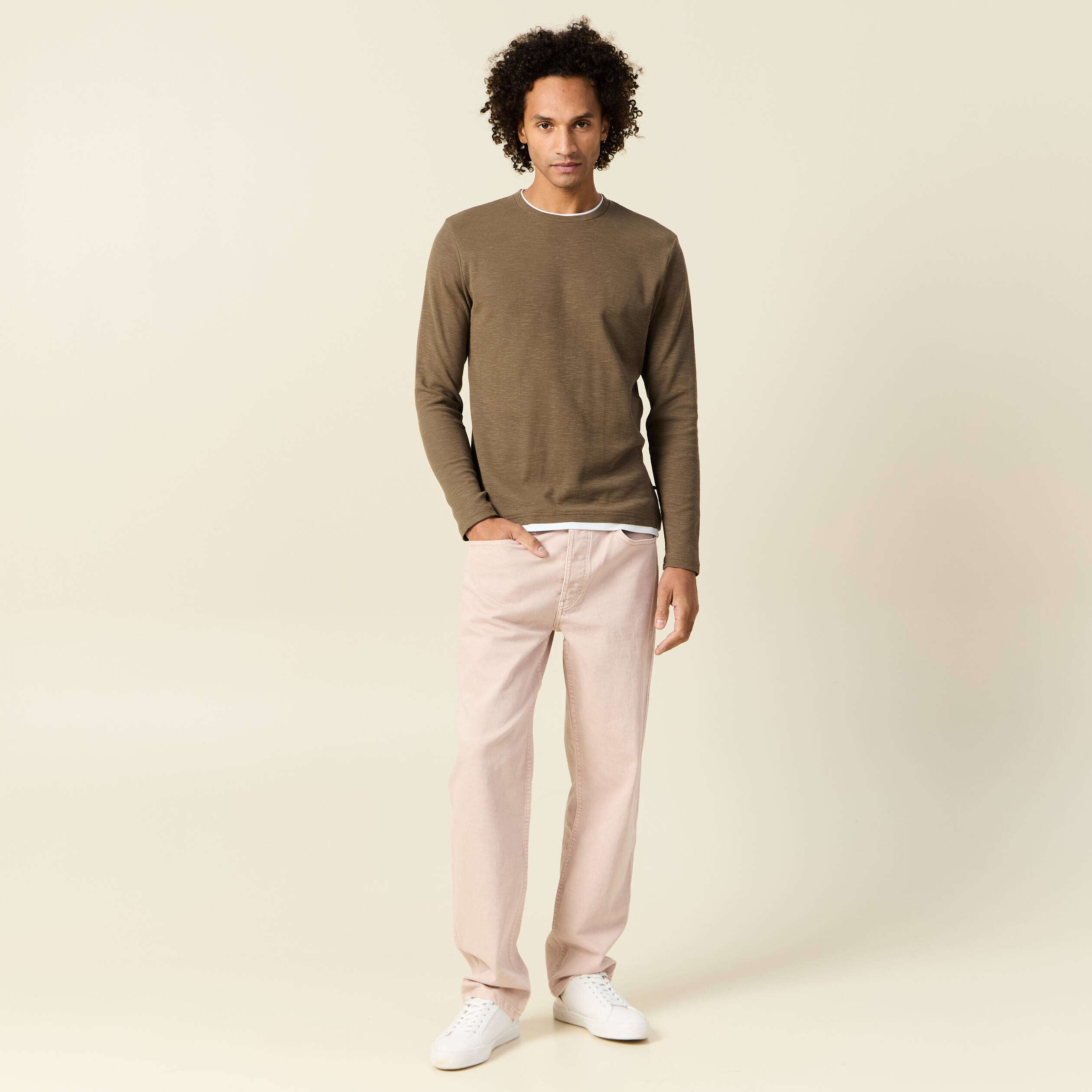 t shirt manches longues taupe homme T-shirt manches longues taupe homme