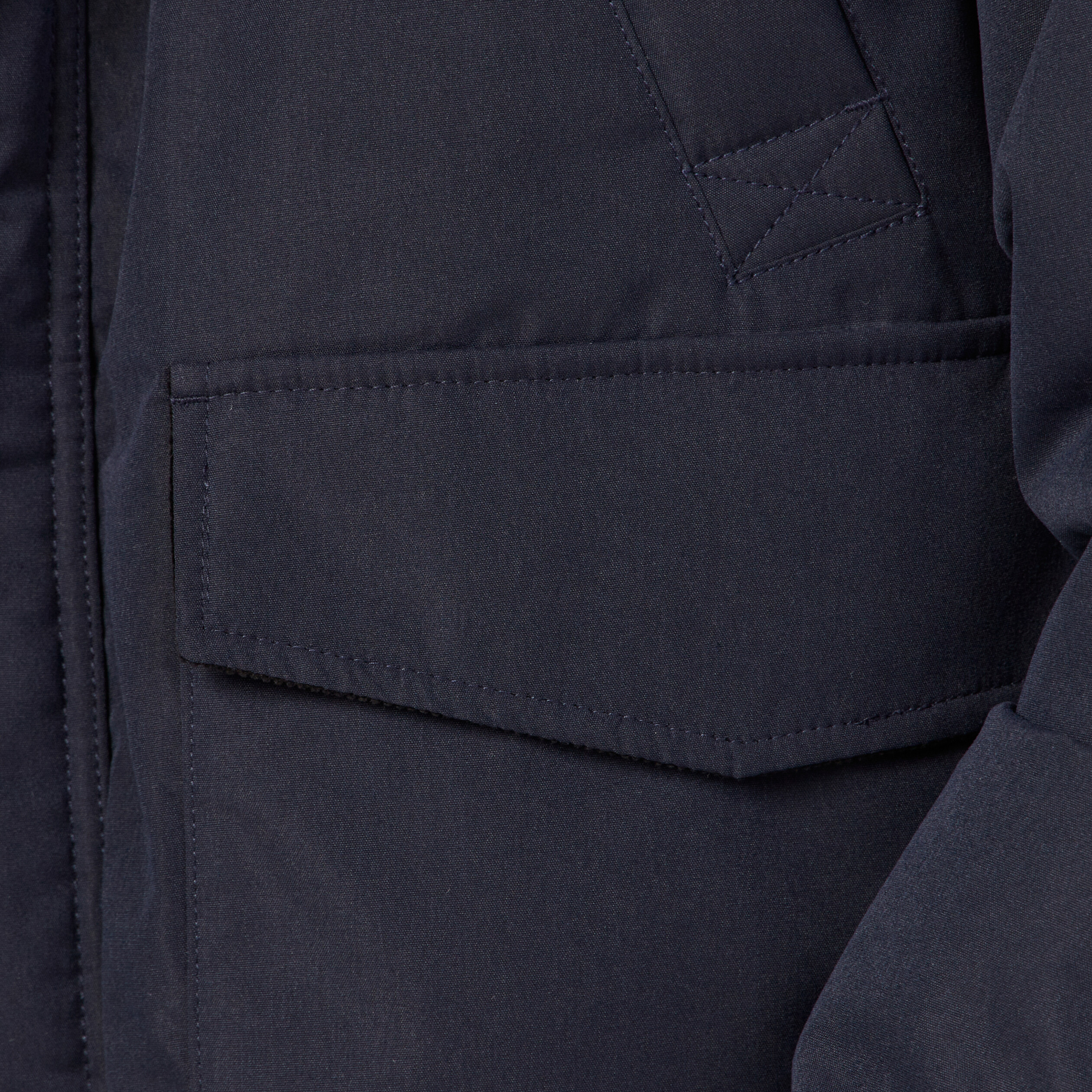 Parka droite à capuche velours bleu marine homme