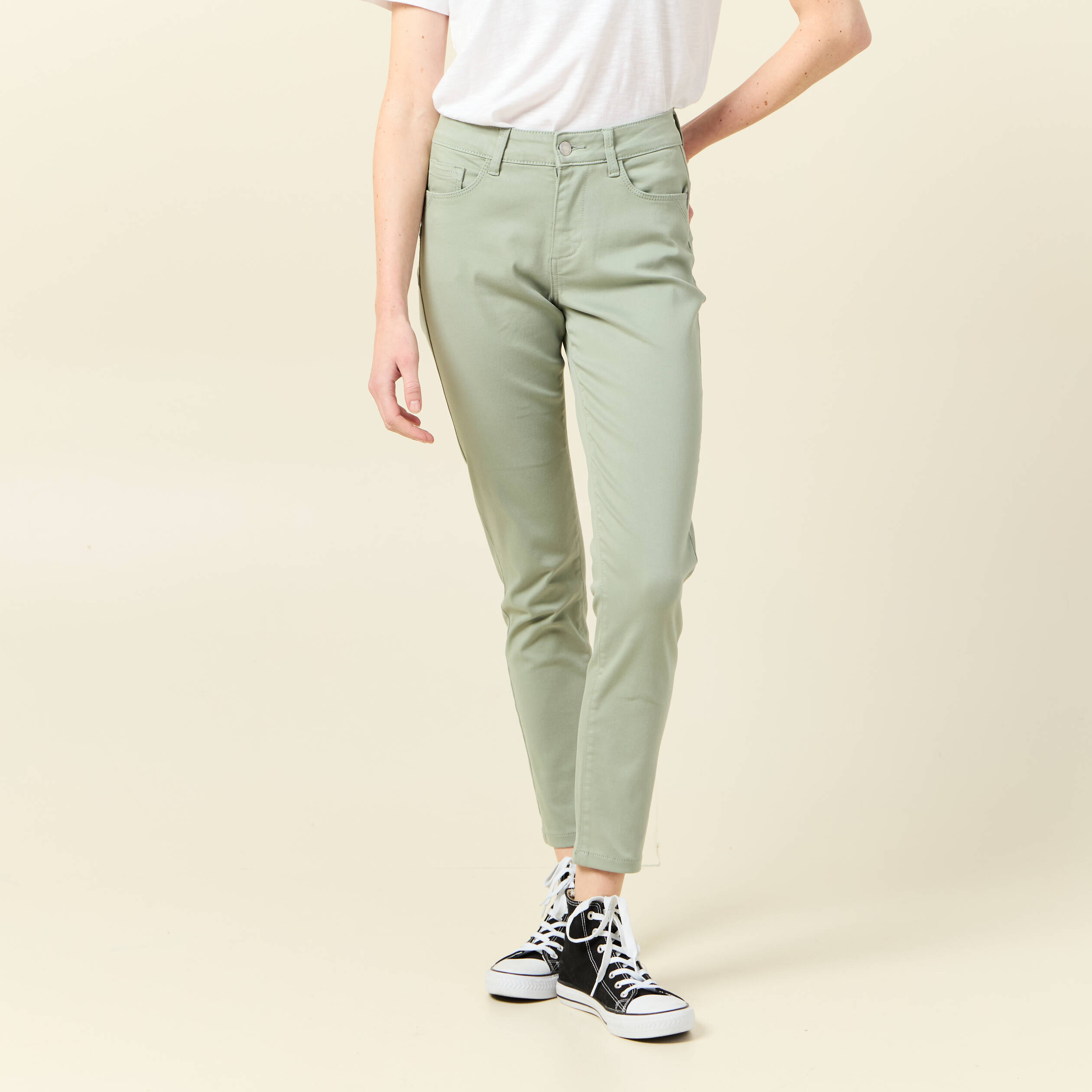pantalon skinny push up 78eme vert olive femme Pantalon skinny push-up 7/8ème vert olive femme