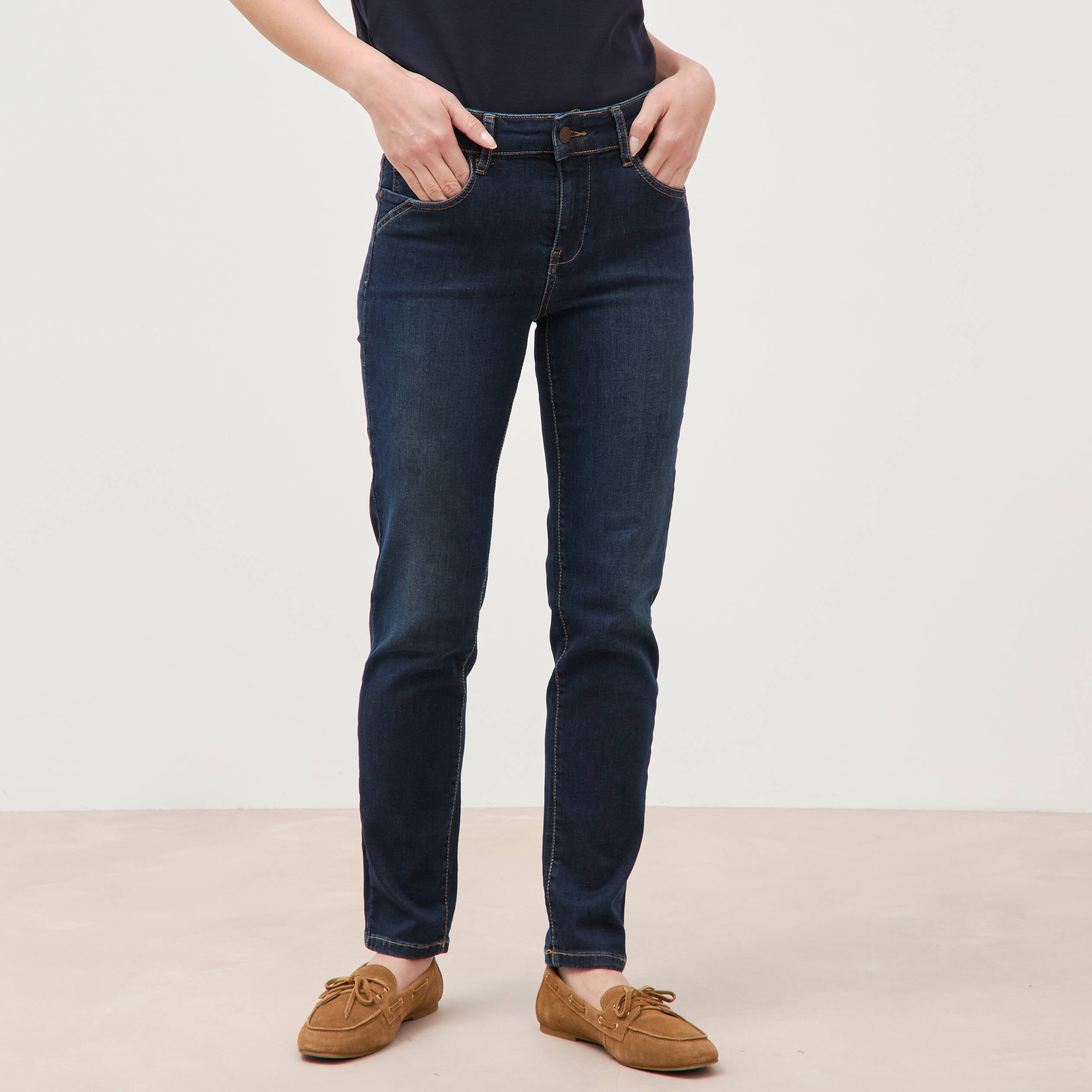 Jeans slim 7/8&egrave;me denim brut femme