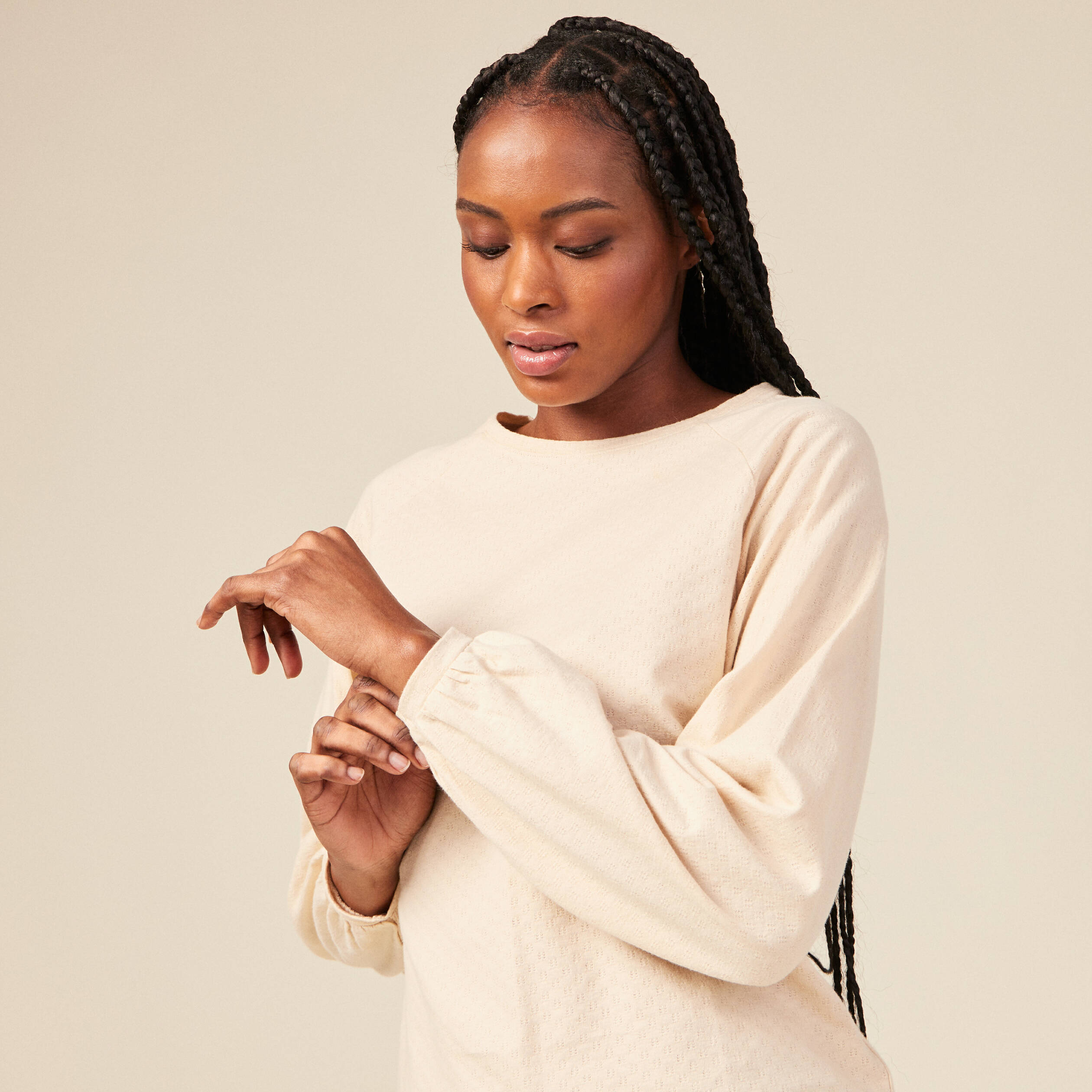 T-shirt manches longues creme femme
