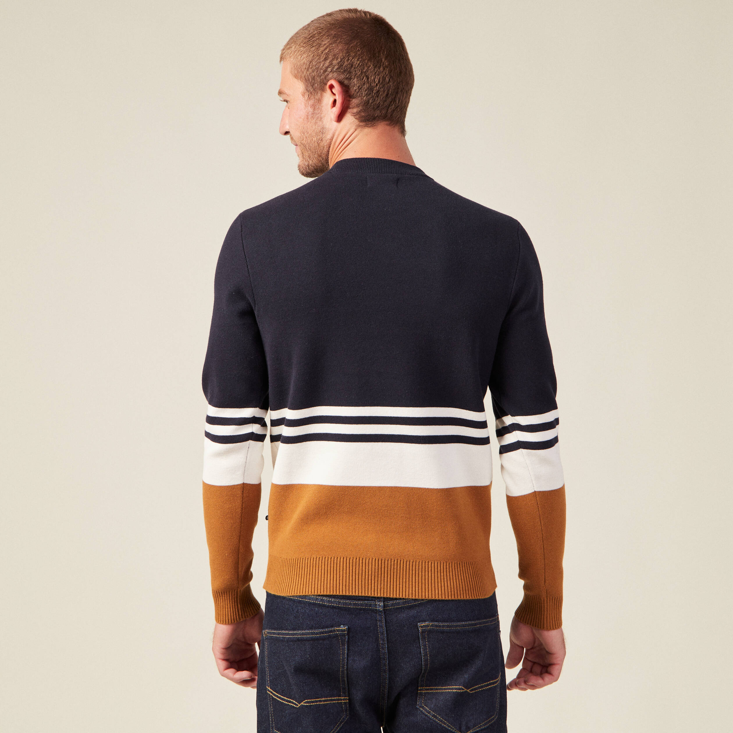 pull col rond eco resposnable bleu marine homme Pull col rond éco-resposnable bleu marine homme