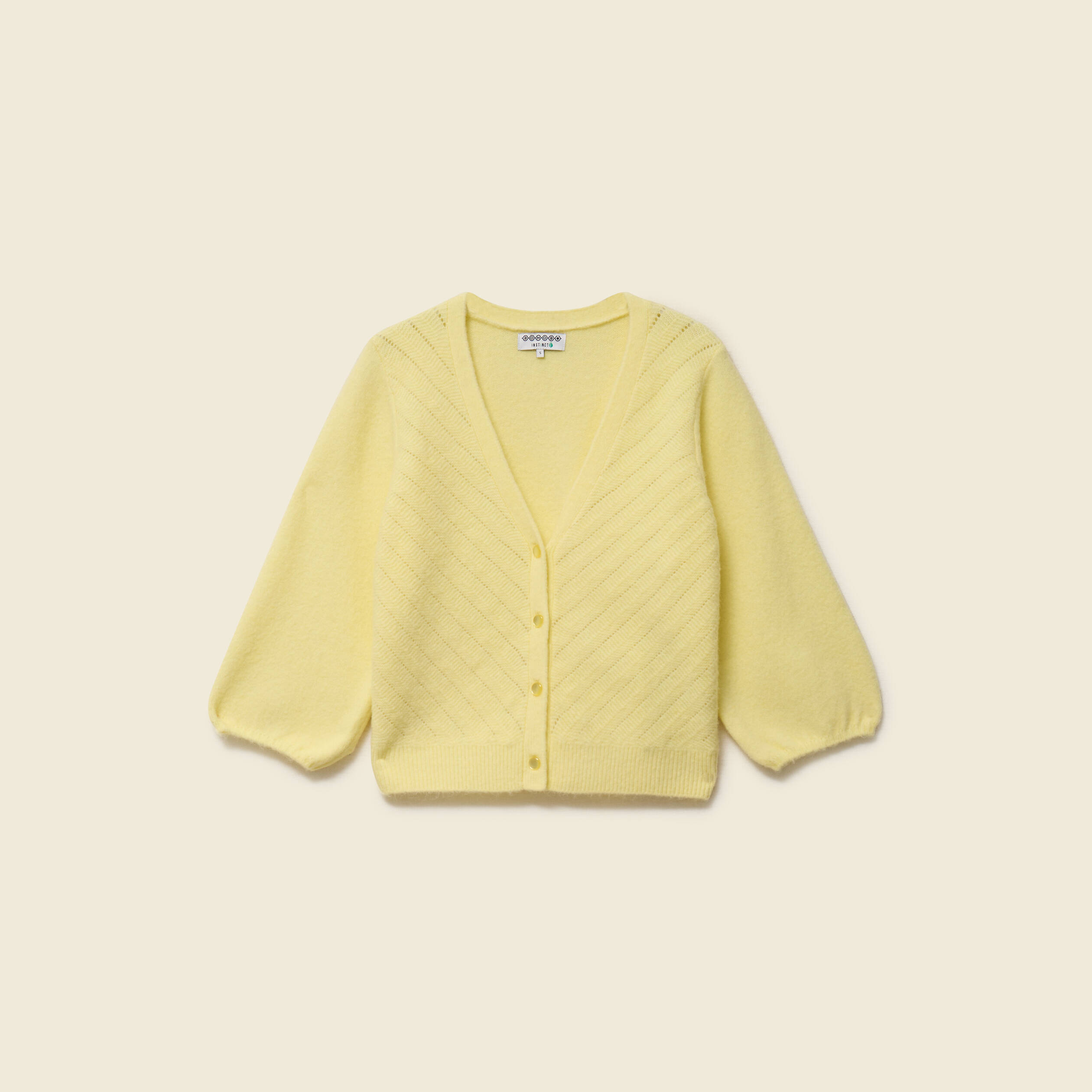 Gilet manches 3/4 jaune clair femme