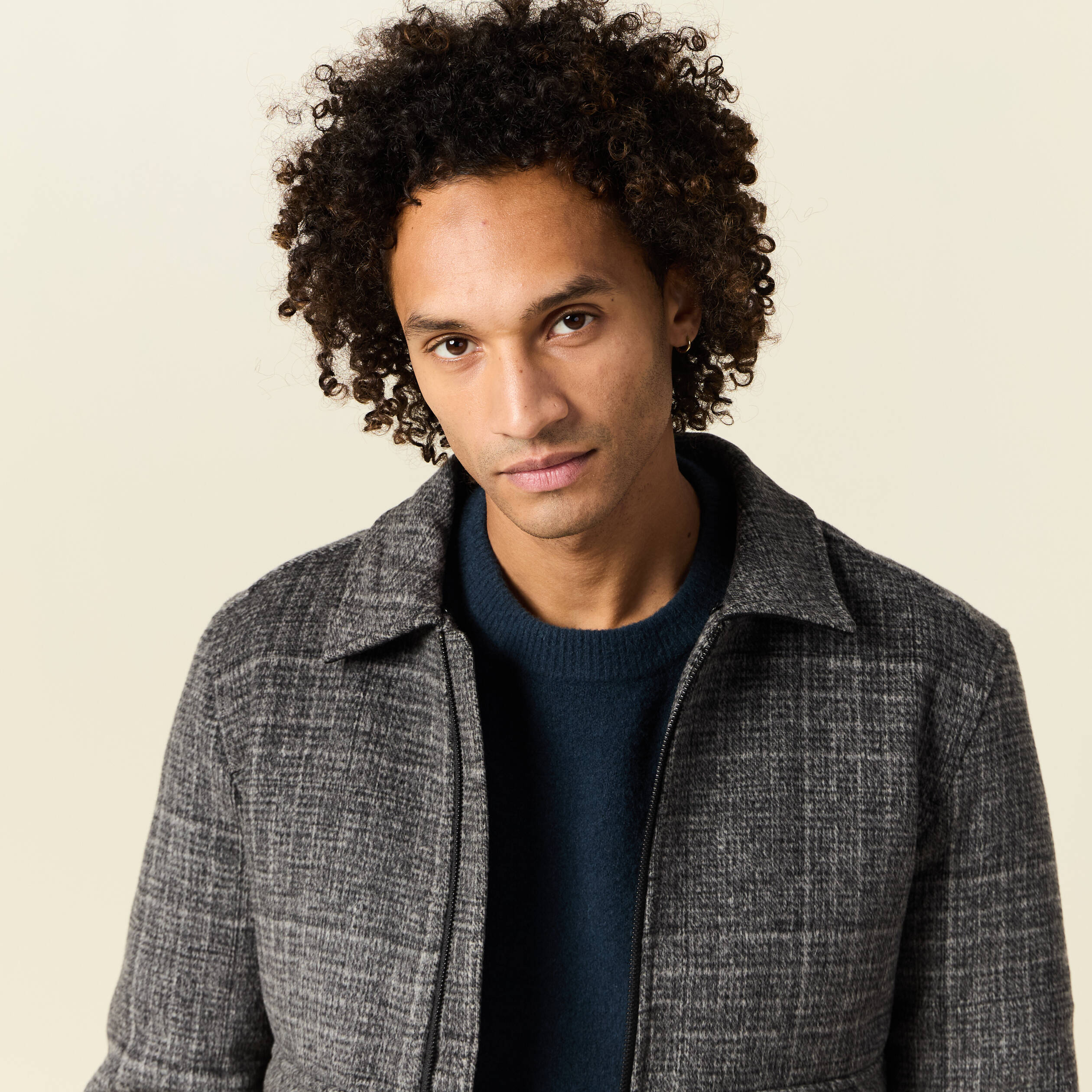 blouson zippe col aviateur gris fonce homme Blouson zippé col aviateur gris foncé homme