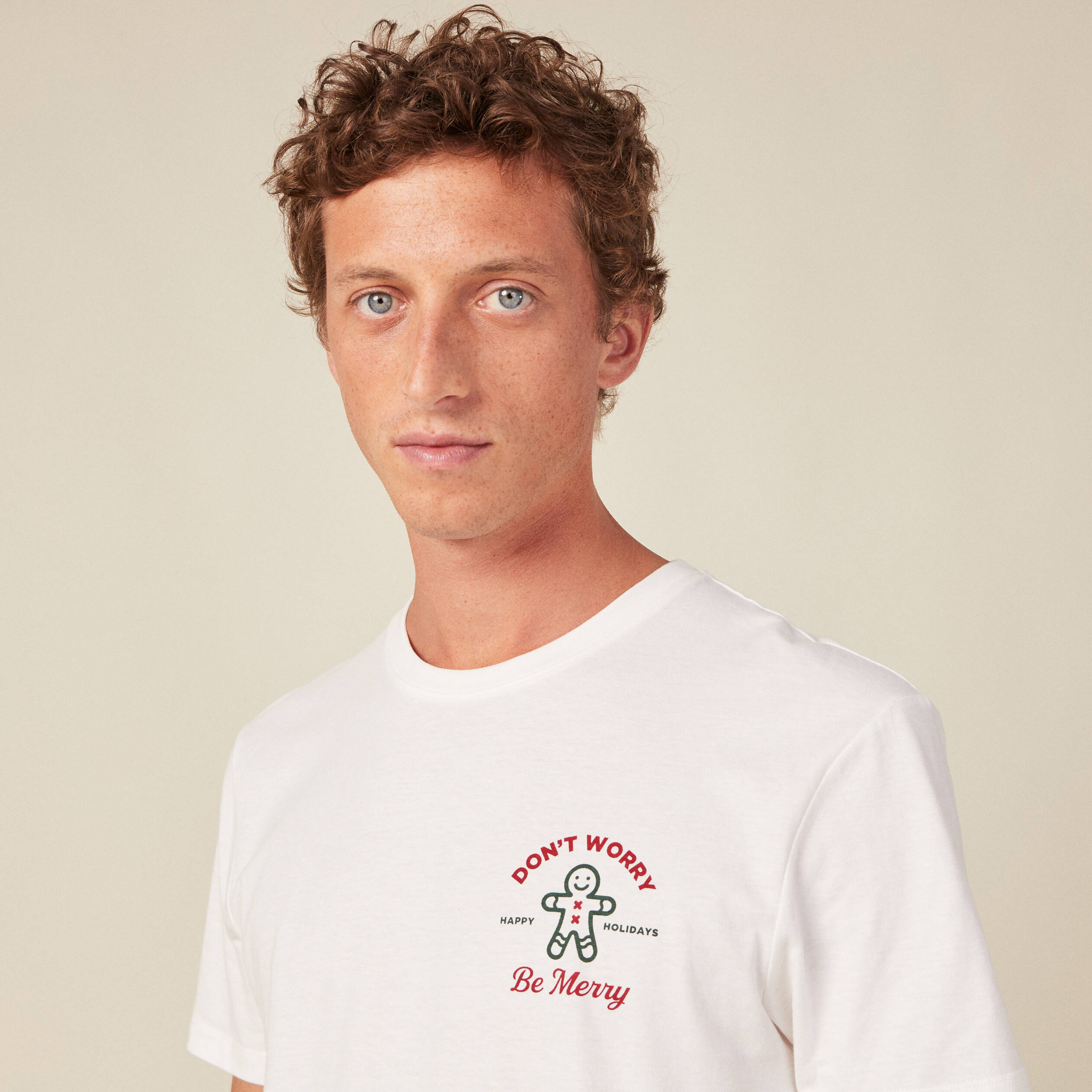 T-shirt manches courtes ecru homme
