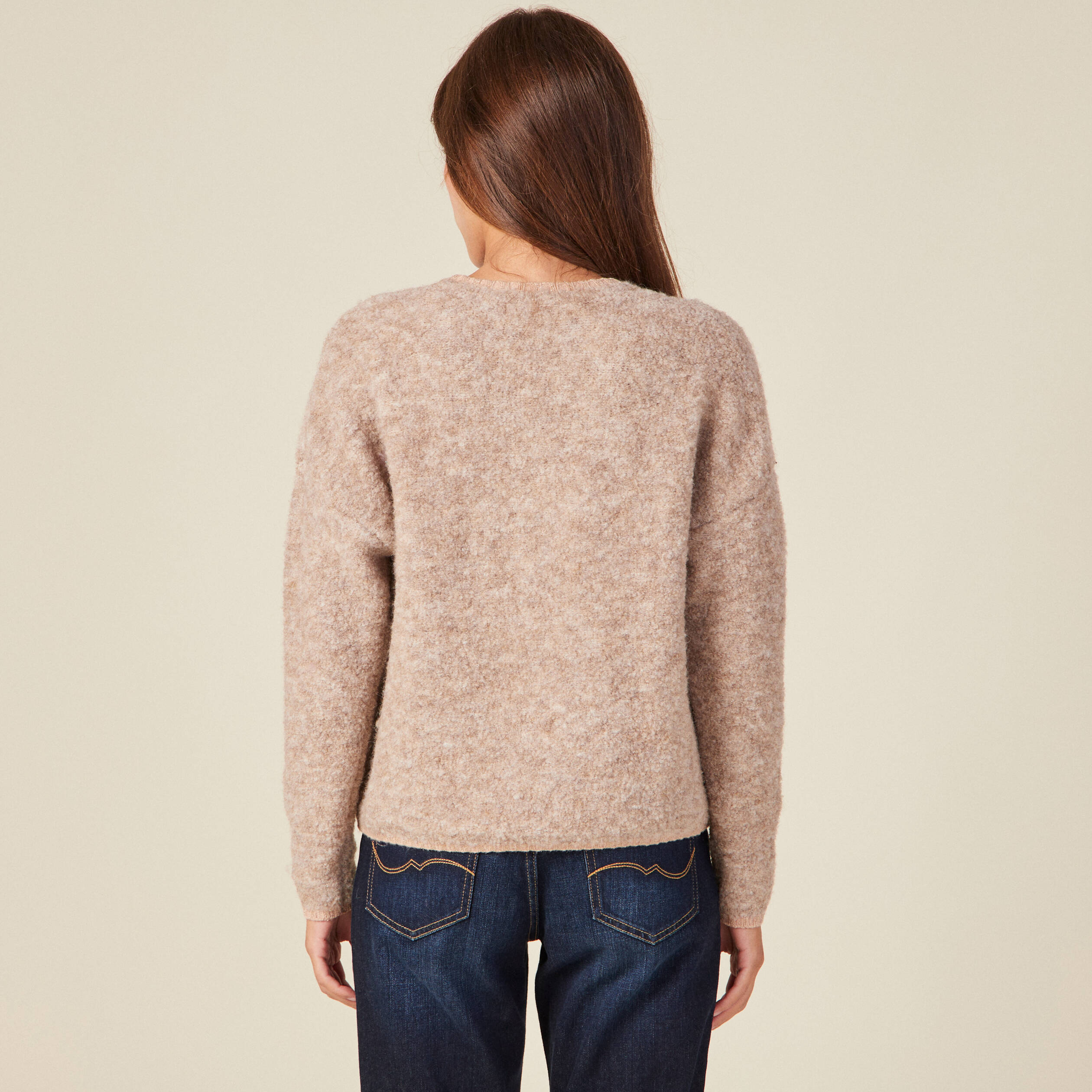 Pull éco-responsable beige femme