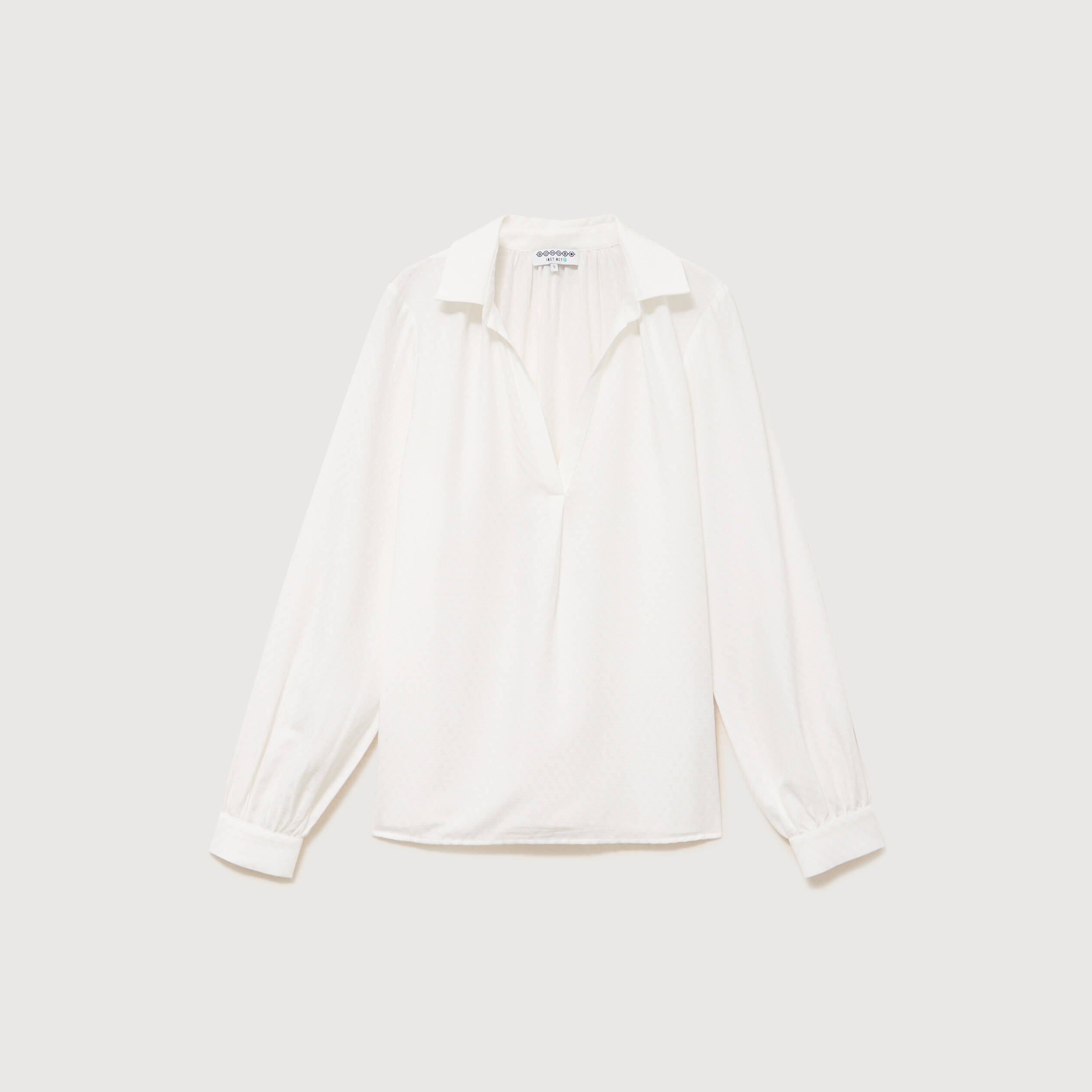 Chemise droite &agrave; manches longues ecru femme