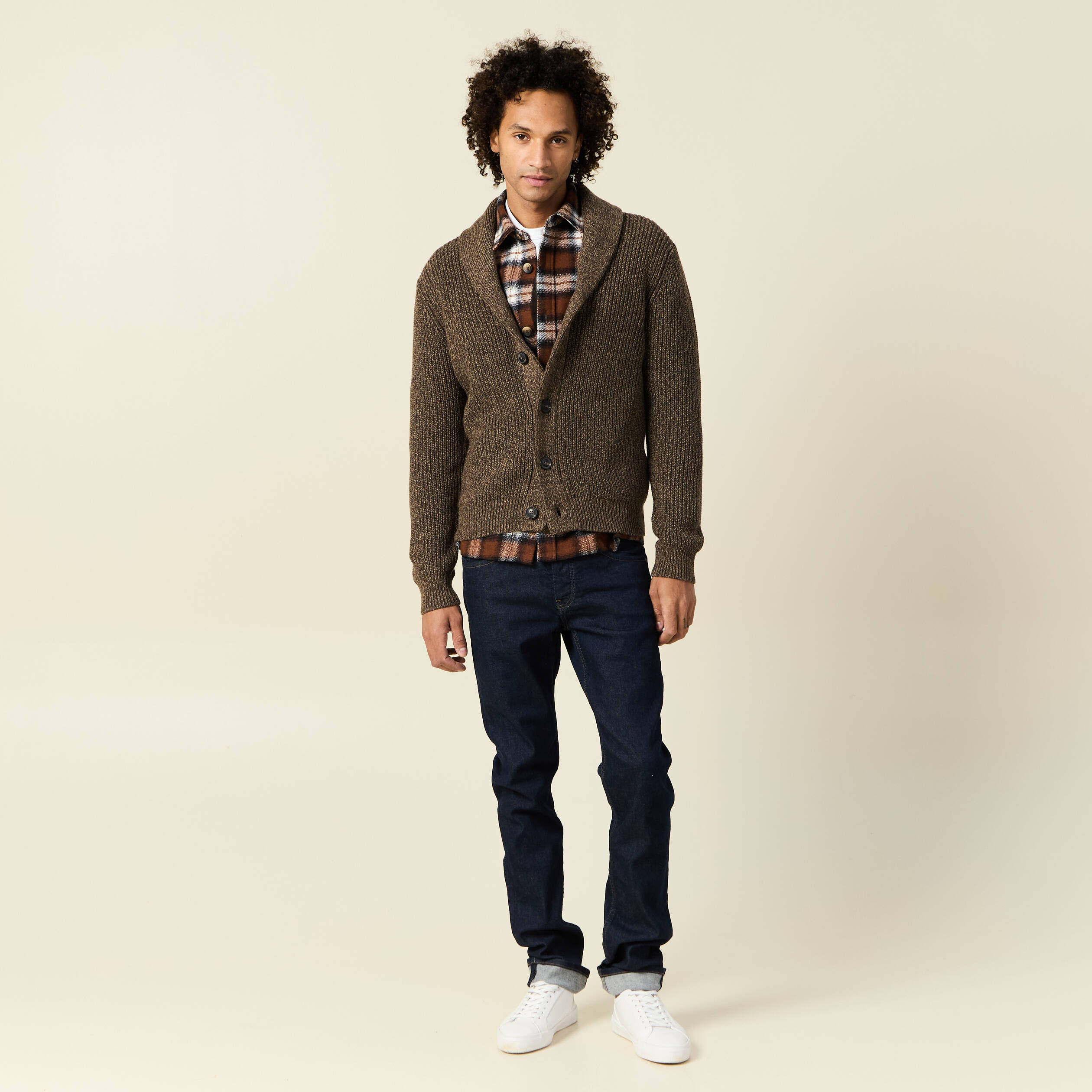 Gilet LL Bean Homme XXL – Laine Mérinos, Fermeture éclair Intégrale, Marron, Poches