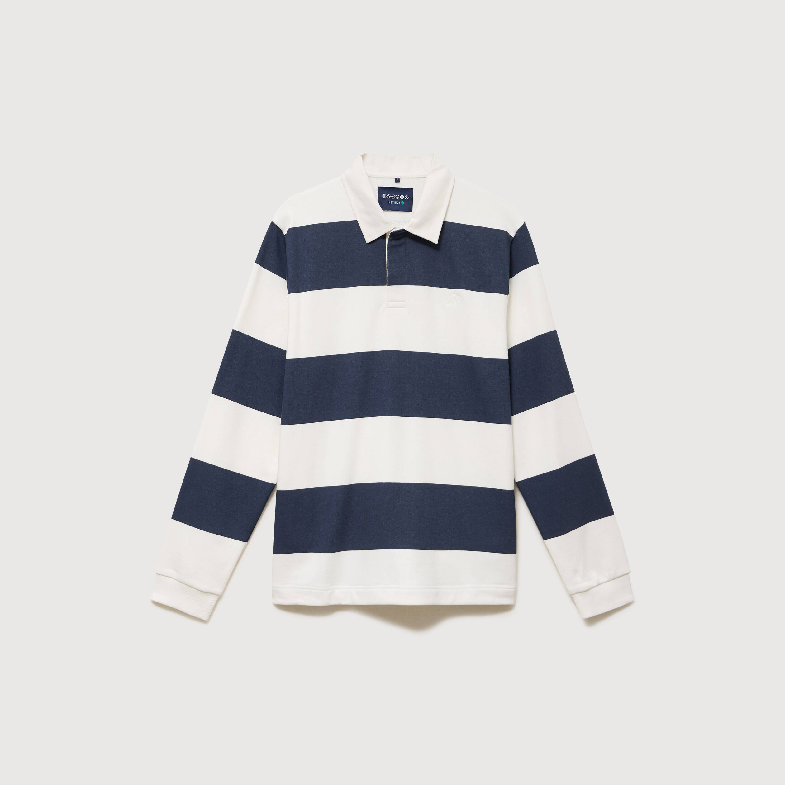 Polo manches longues broderie bleu marine homme