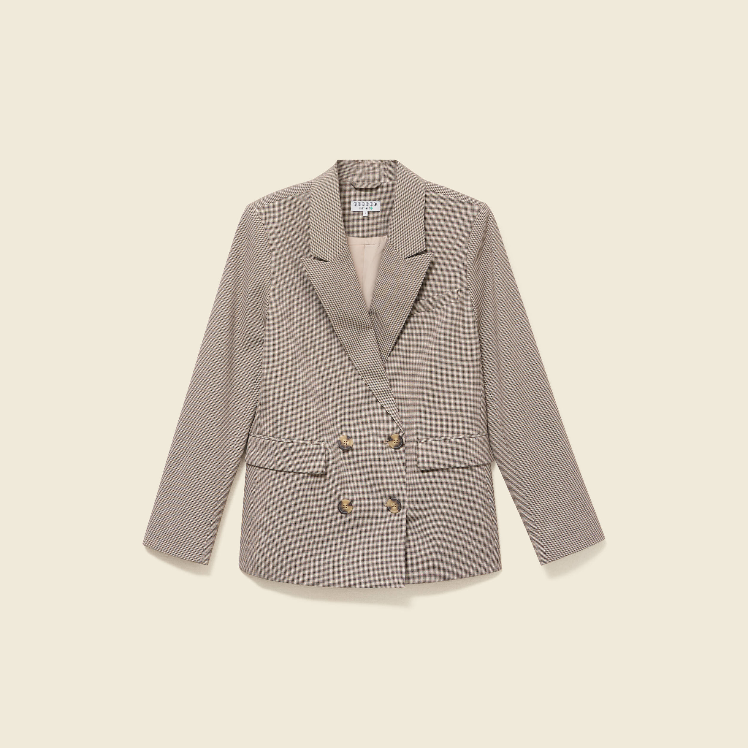 Blazer manches longues col tailleur beige femme