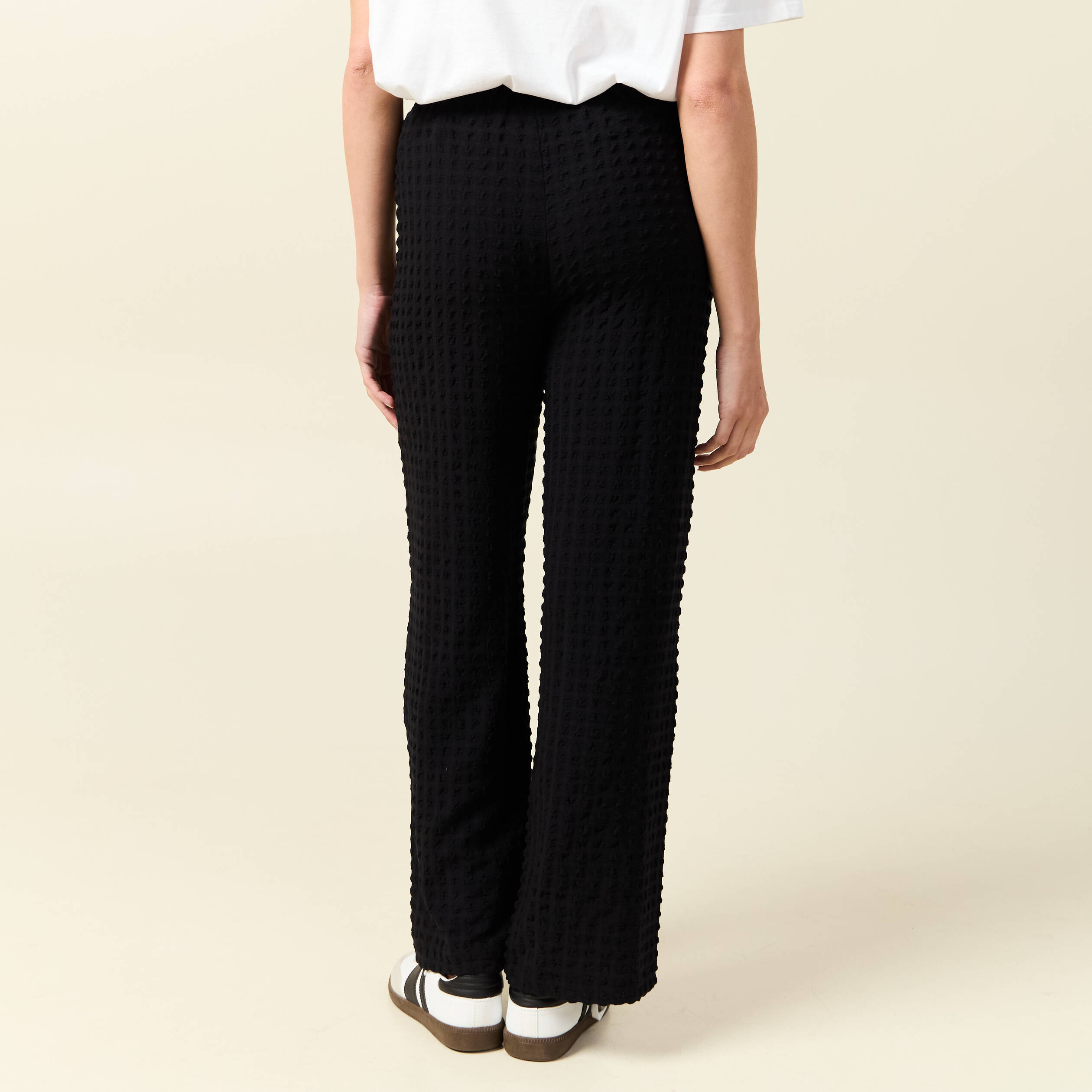 Pantalon loose taille haute fluide noir femme