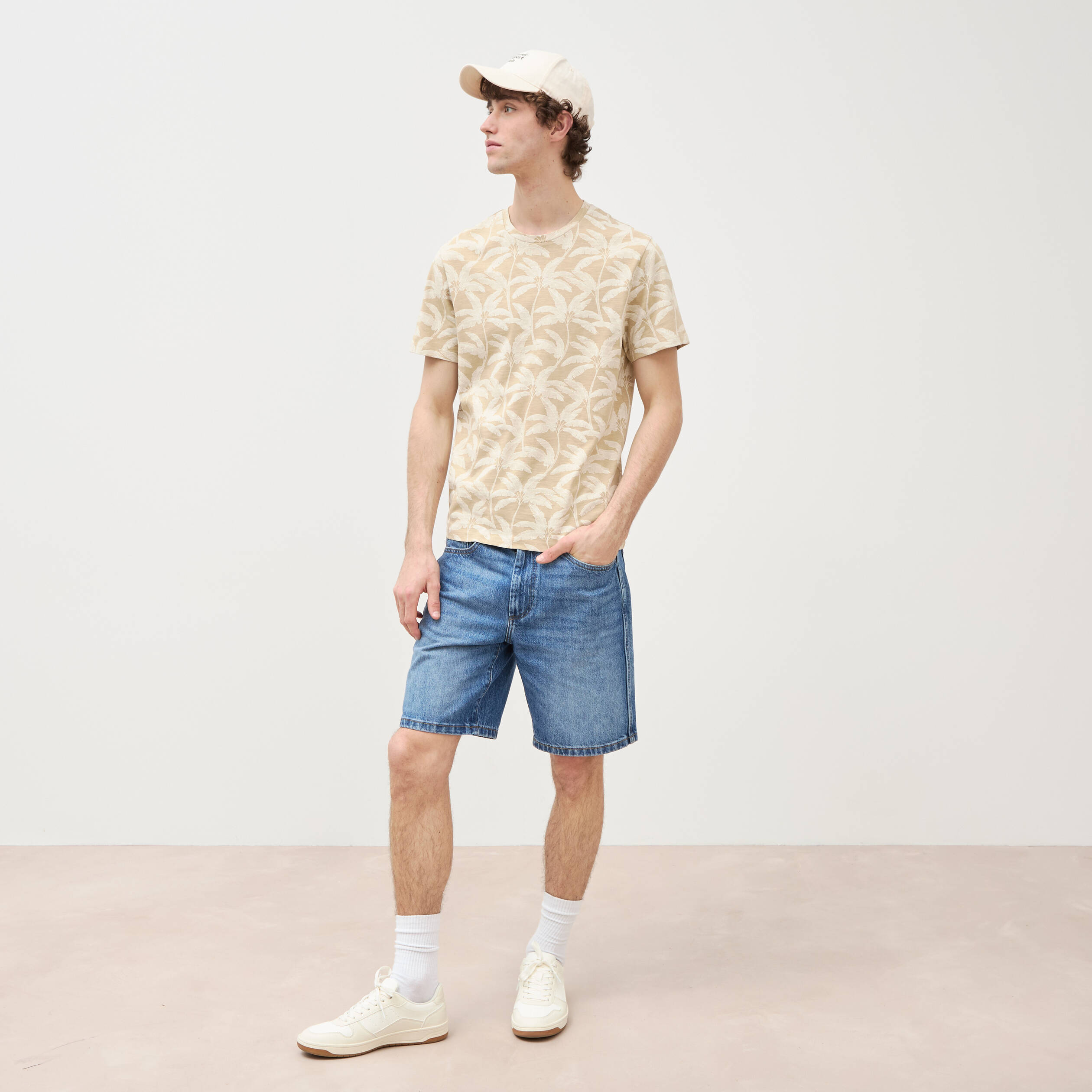 T-shirt manches courtes beige moyen homme