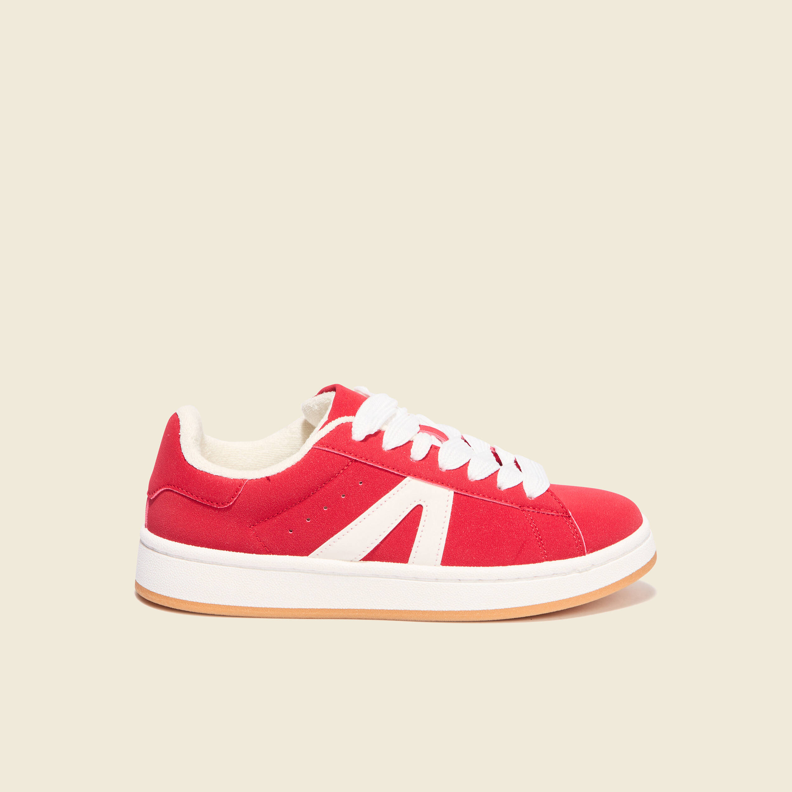 baskets plates suedine rouge femme Baskets plates suédine rouge femme