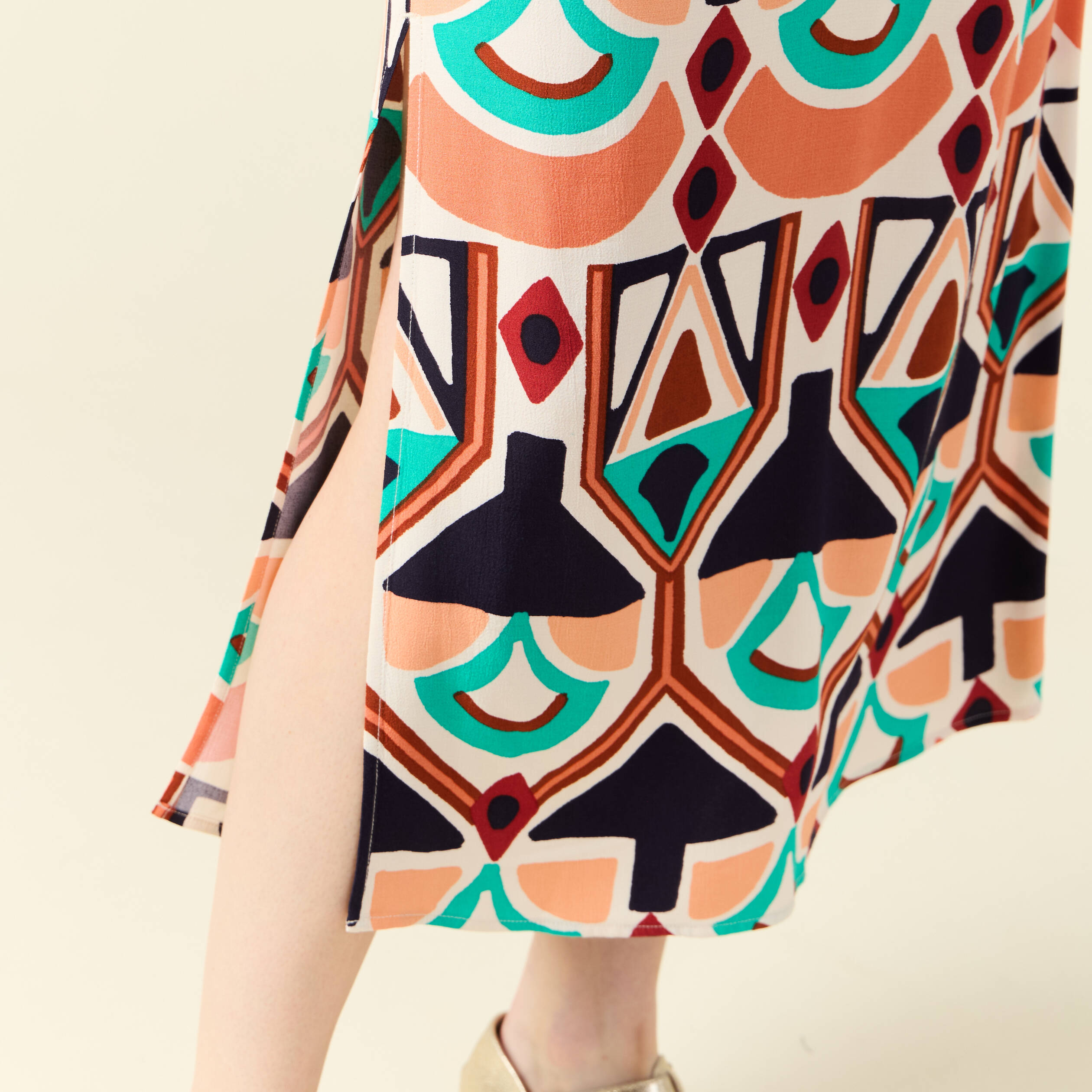 jupe longue droite fendue orange femme Jupe longue droite fendue orange femme