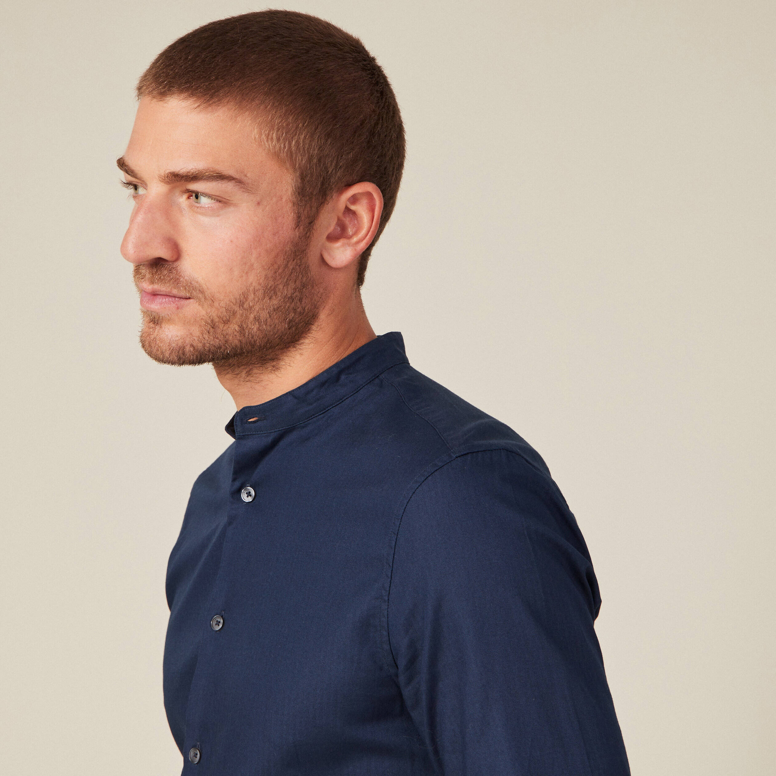 Chemise manches longues bleu marine homme