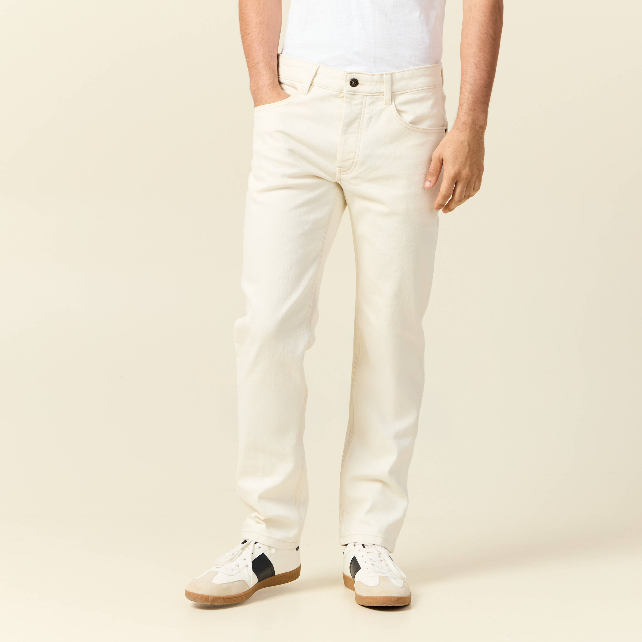 jeans straight 5 poches ecru homme Jeans straight 5 poches ecru homme