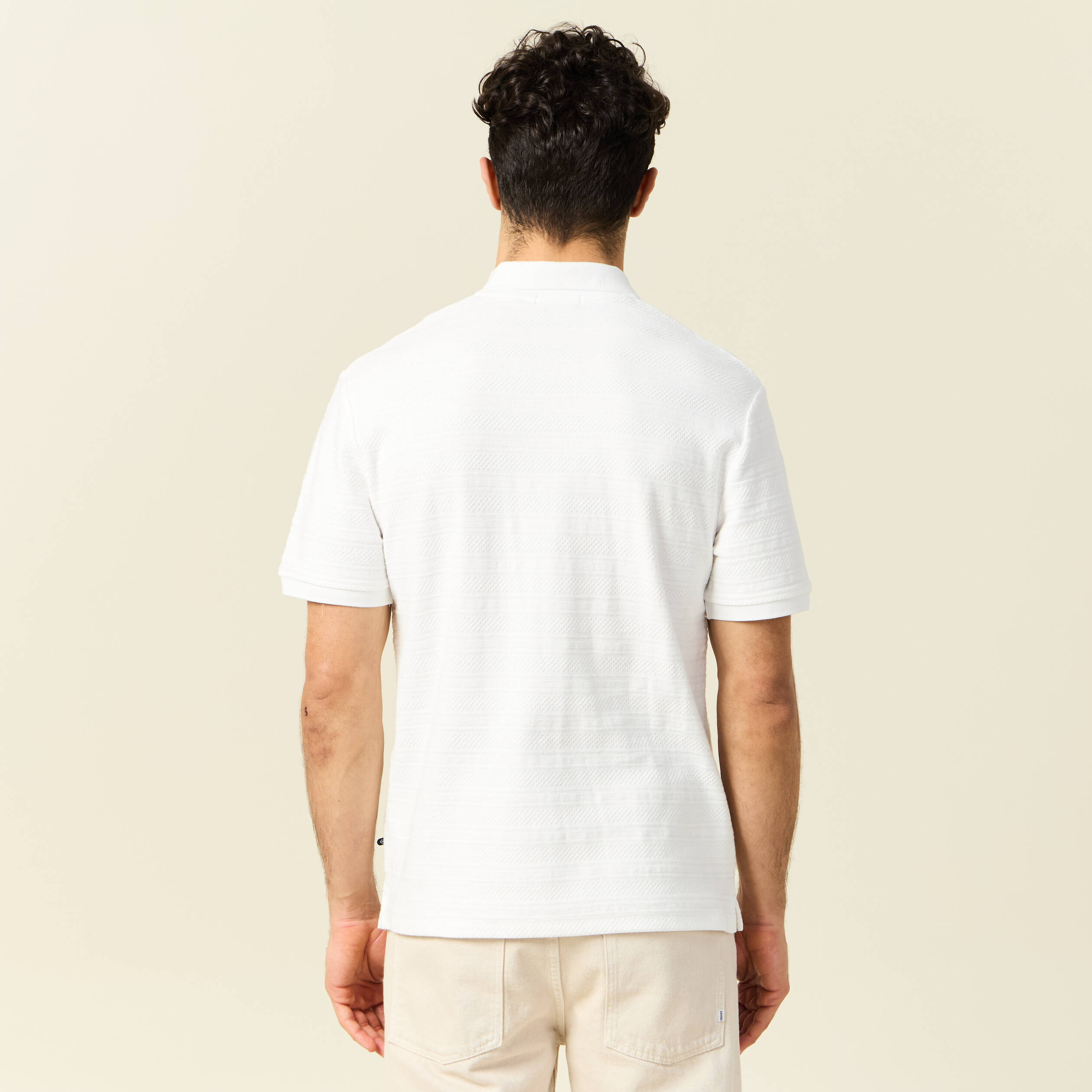 Polo manches courtes ecru homme