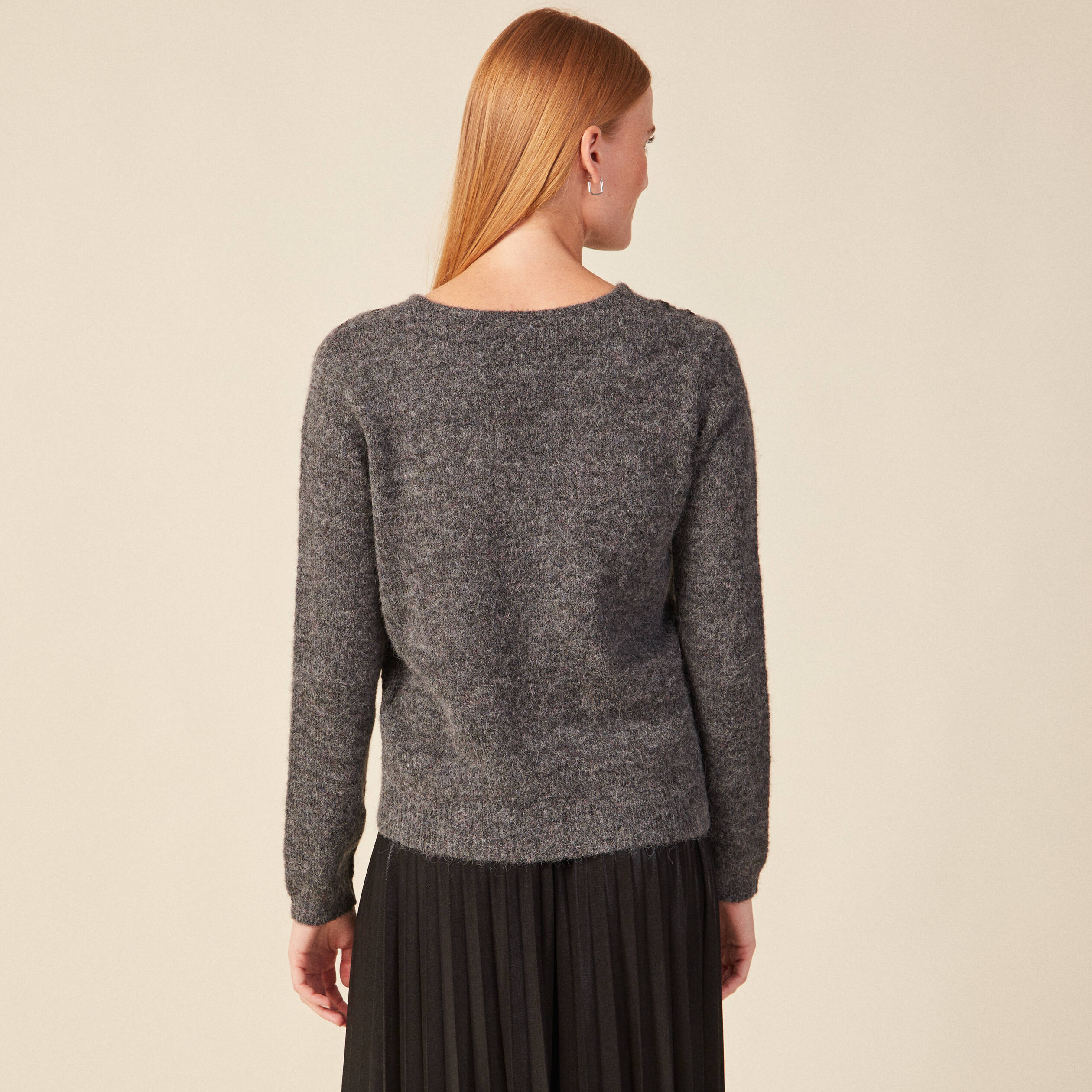 Pull manches longues gris femme