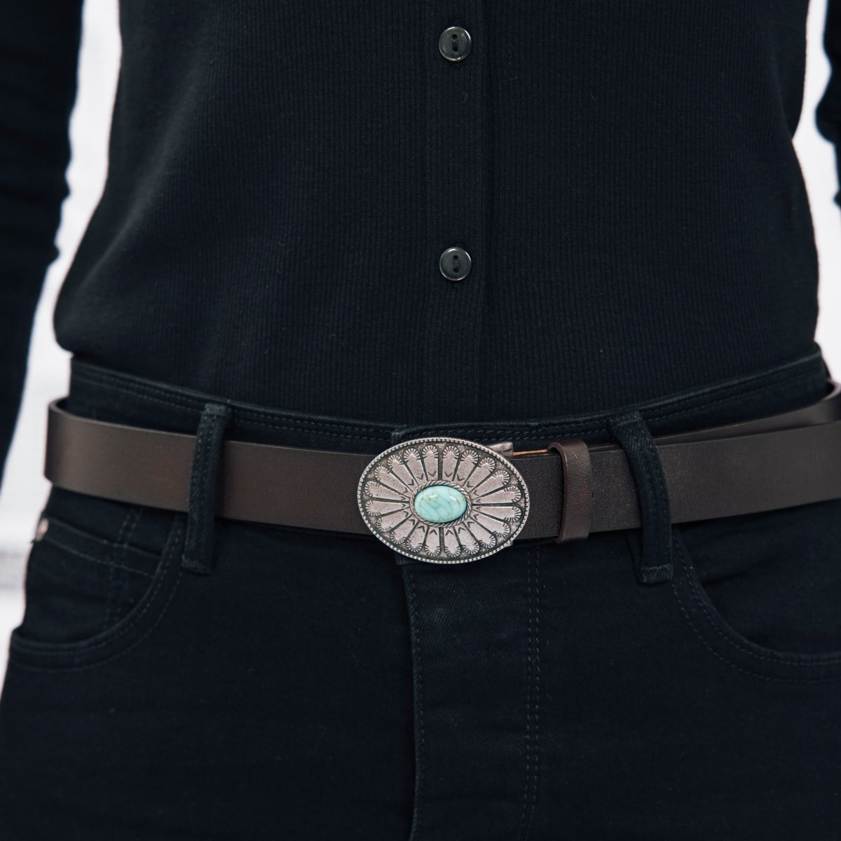 ceinture en cuir western marron fonce femme Ceinture en cuir western marron foncé femme