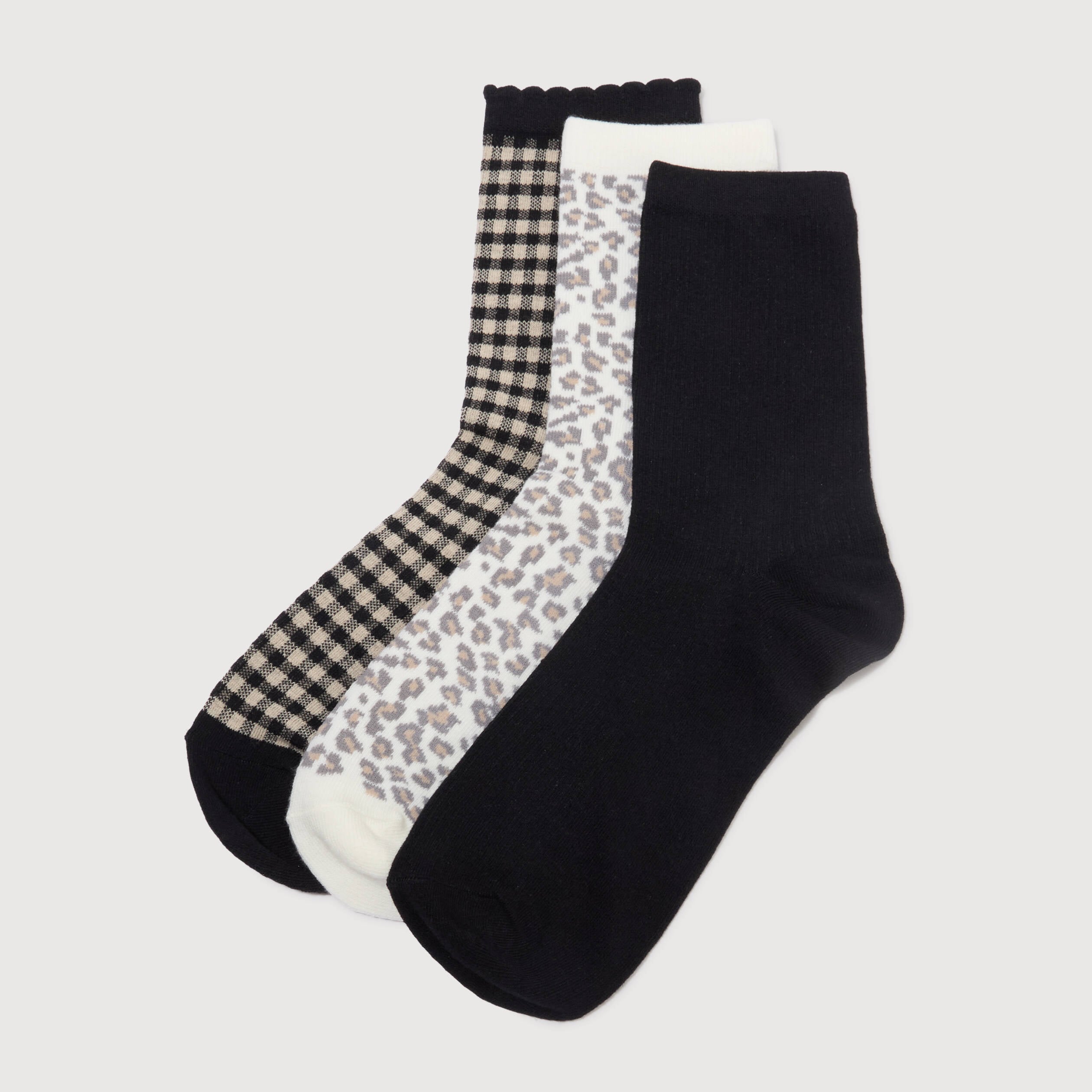 Lot de 3 paires chaussettes hautes noir femme