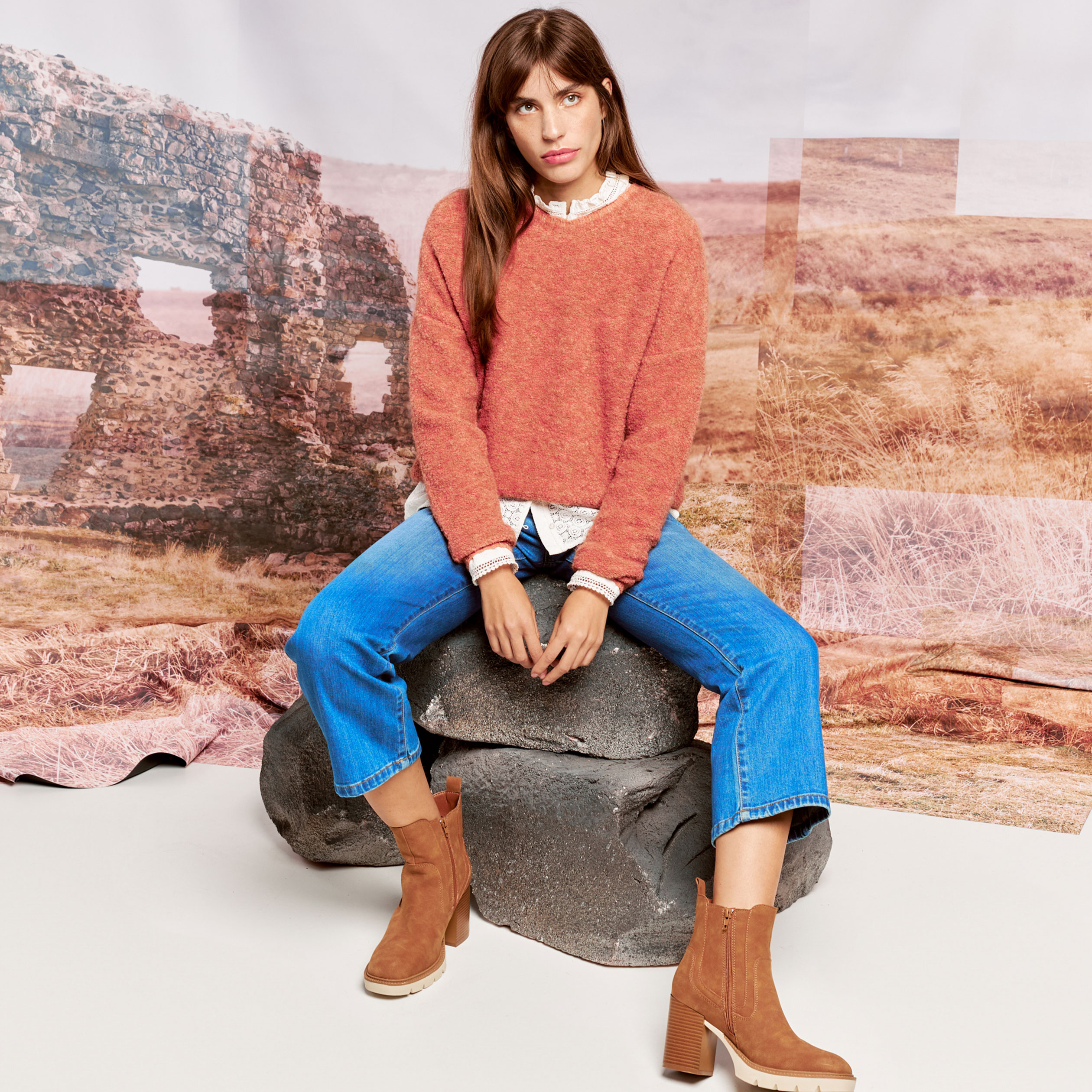Pull éco-responsable orange foncé femme