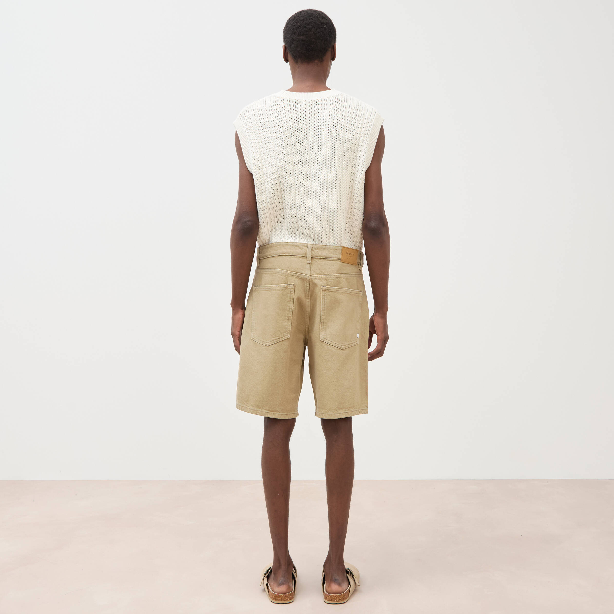 Bermuda en jean coton beige homme