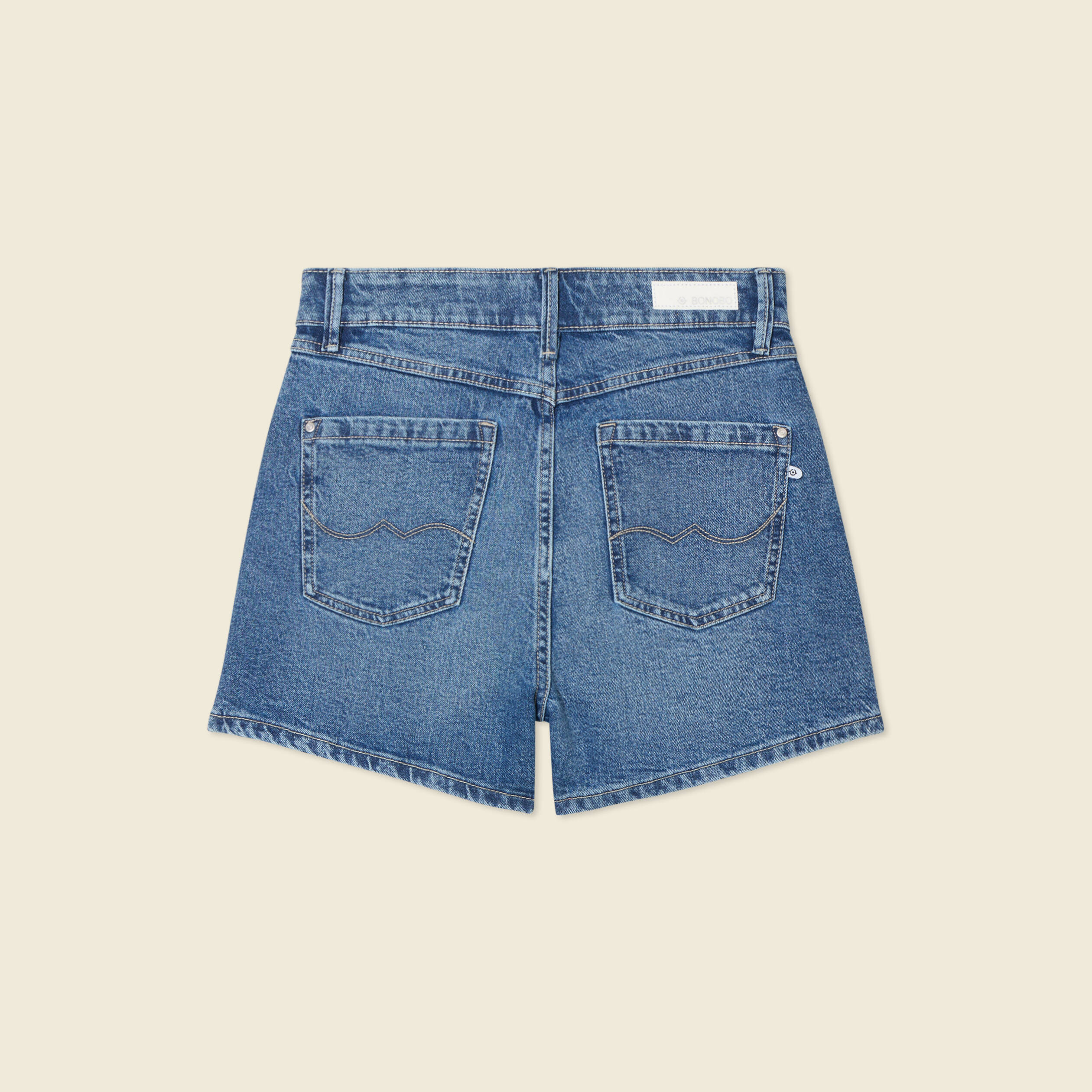 jupe short droite en jean denim stone femme Jupe-short droite en jean denim stone femme