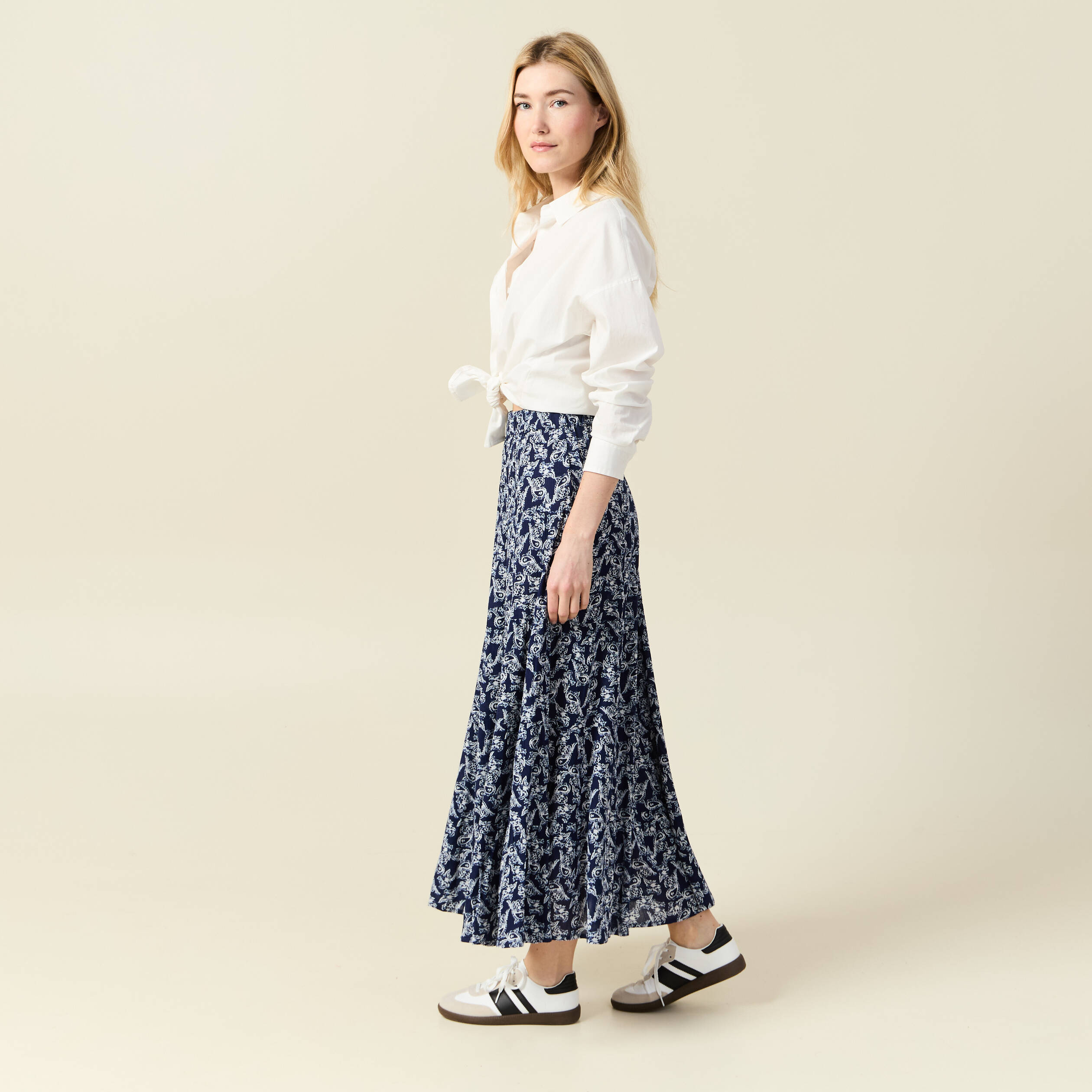 jupe longue droite fluide bleu marine femme Jupe longue droite fluide bleu marine femme