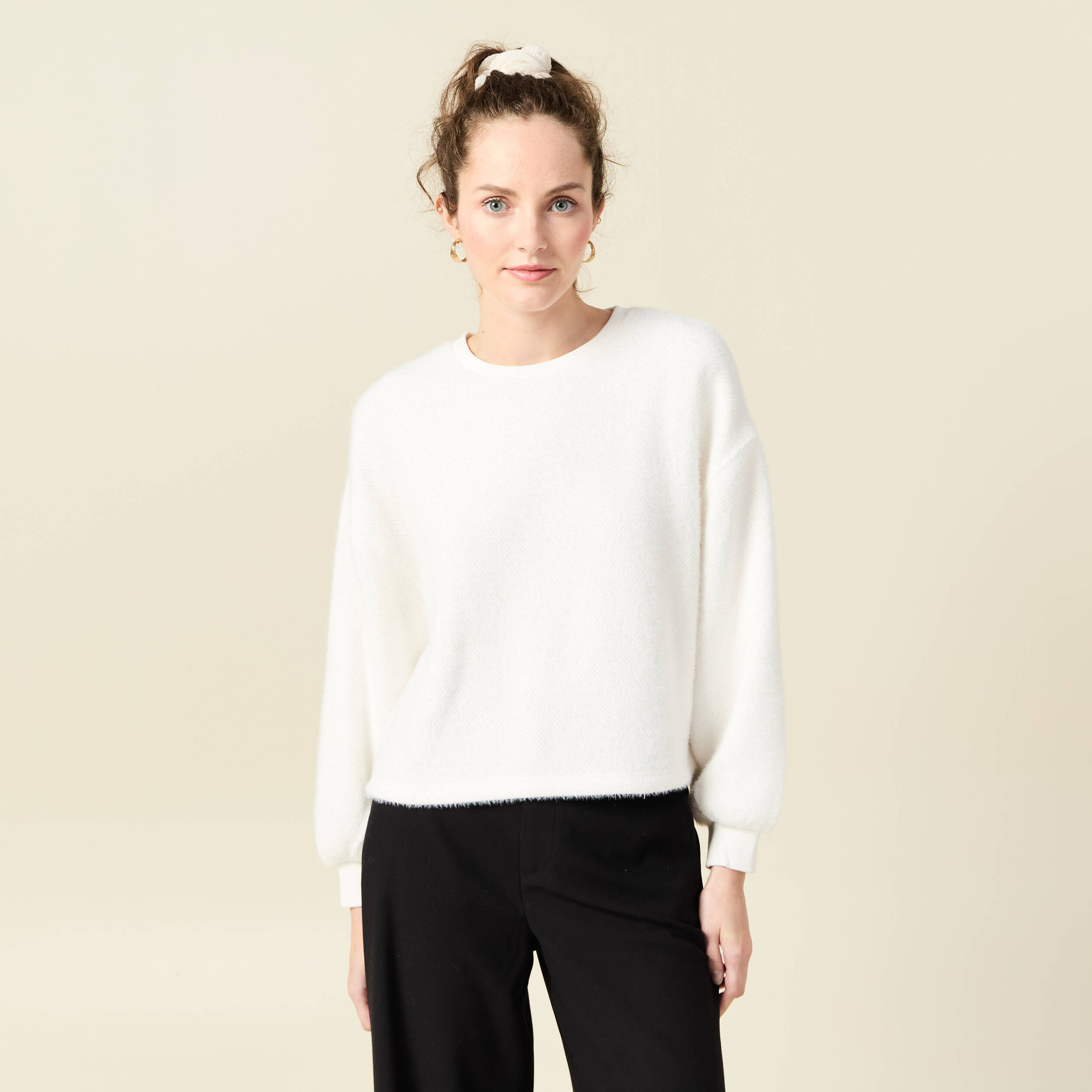sweat manches longues ecru femme Sweat manches longues ecru femme