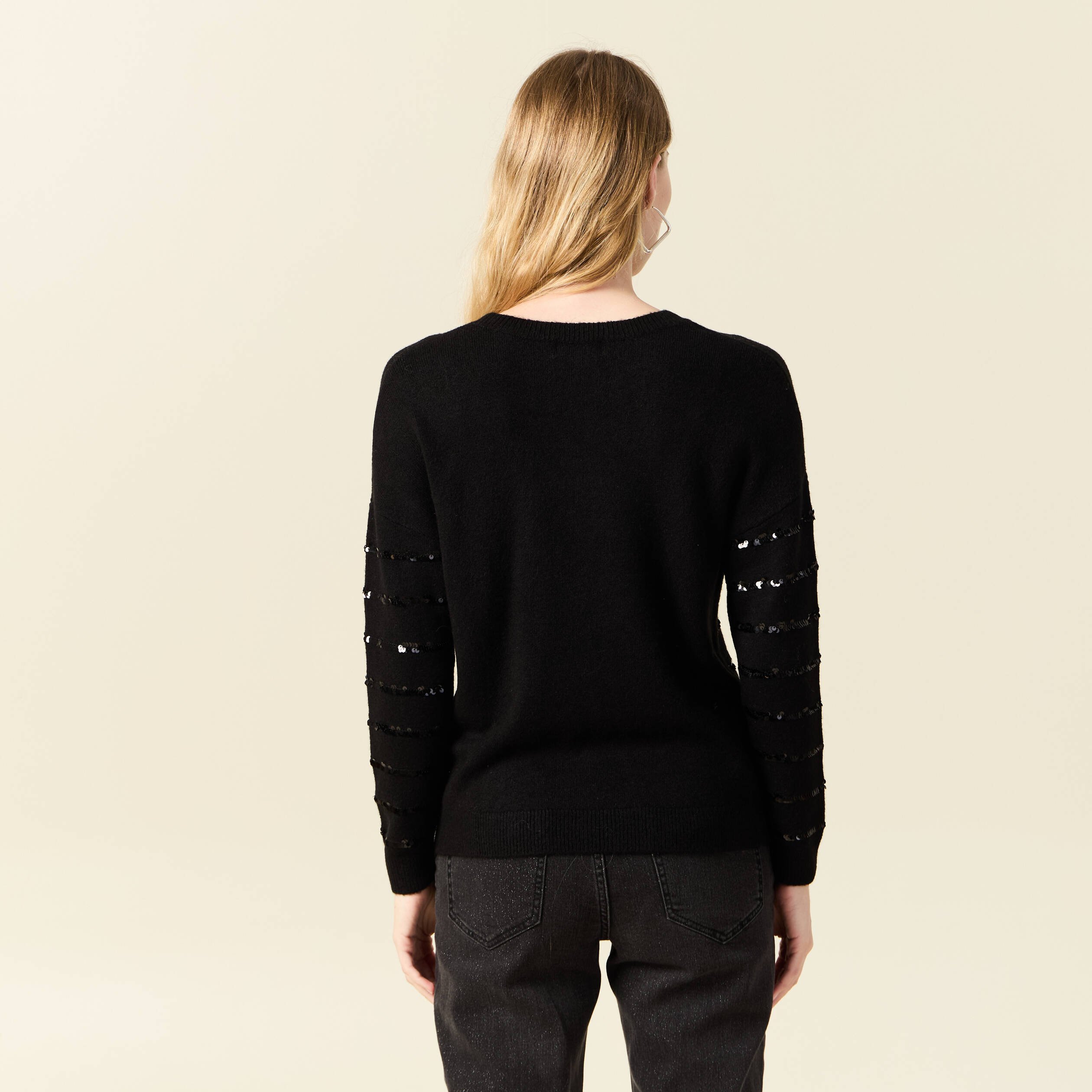 pull manches longues sequins noir femme Pull manches longues sequins noir femme
