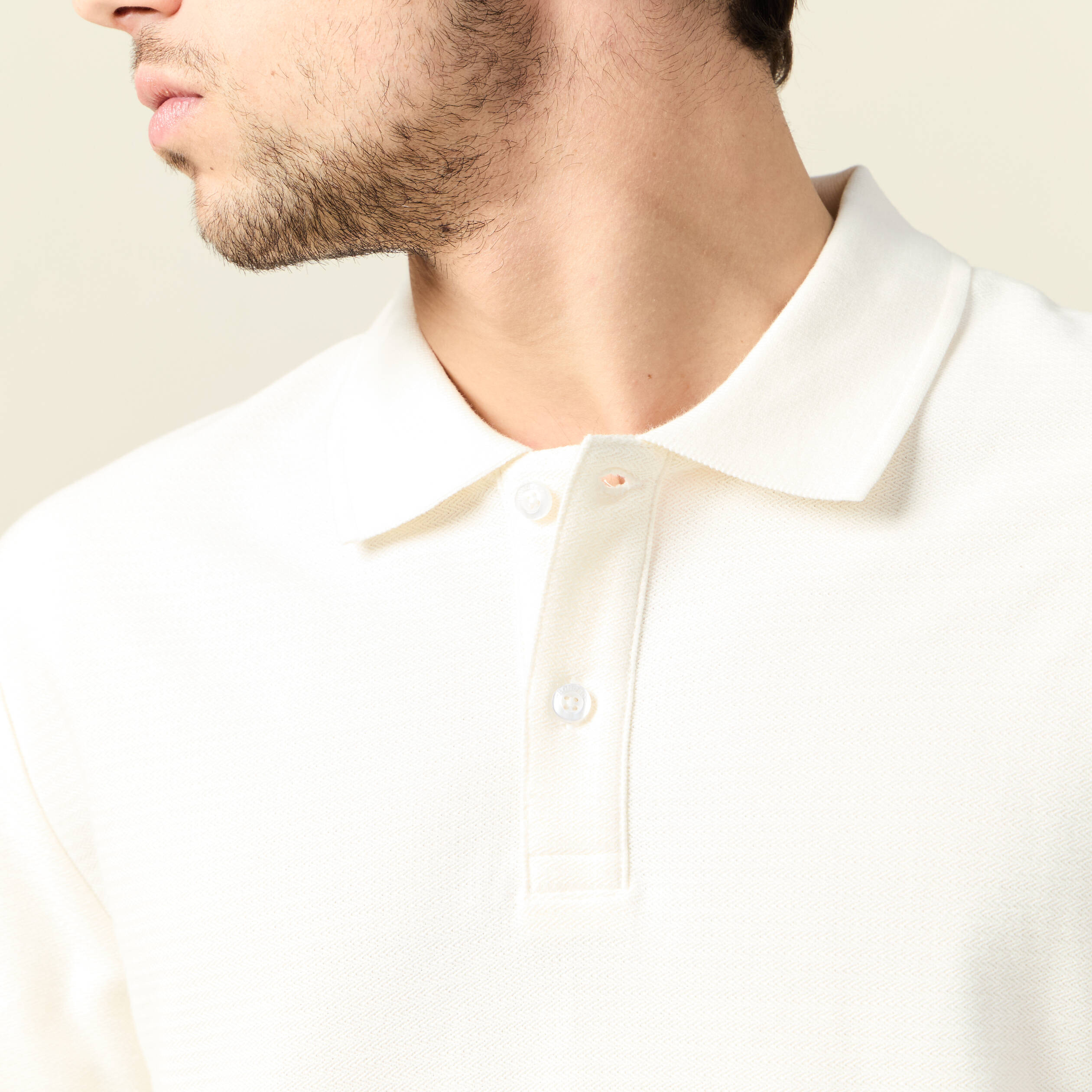 Polo manches courtes ecru homme