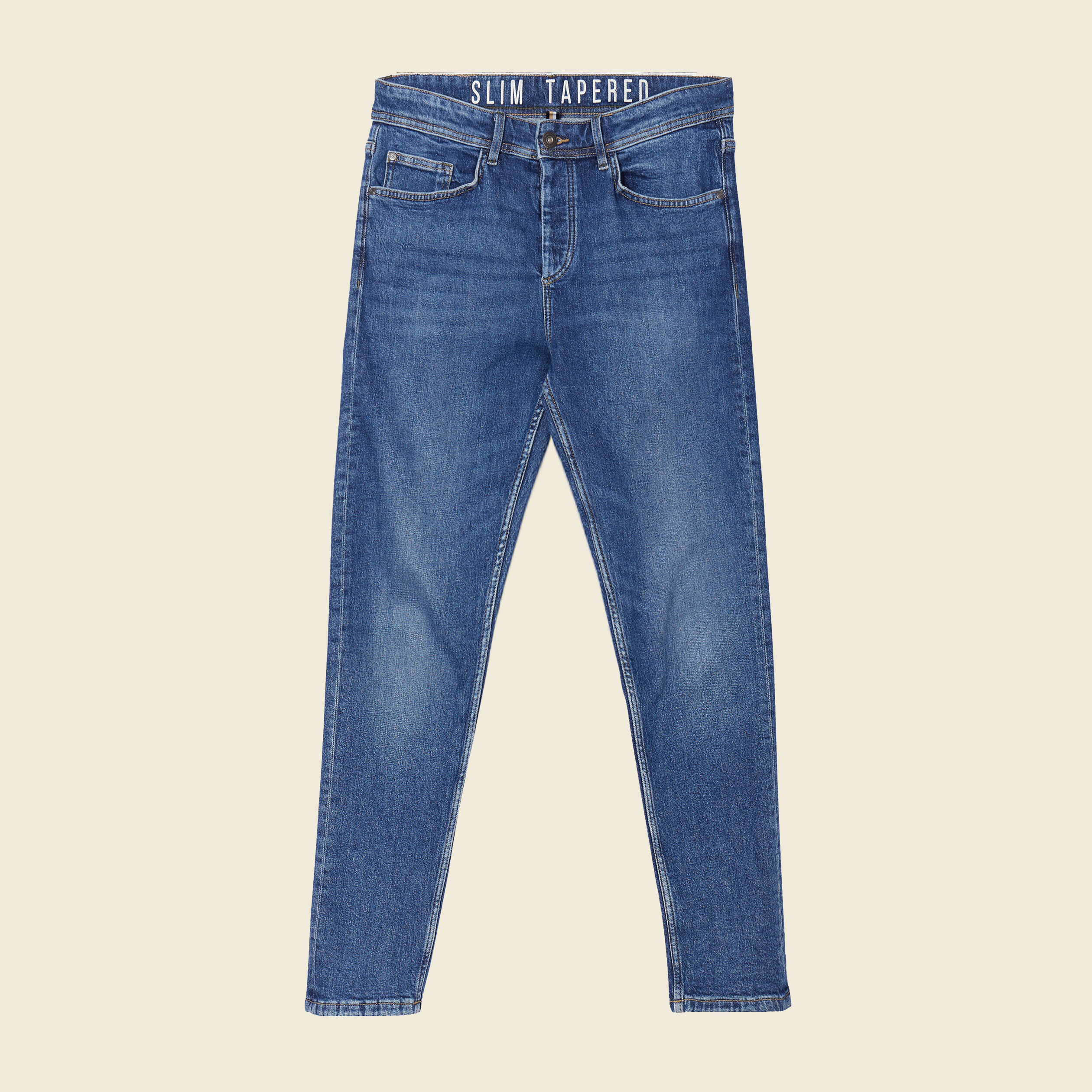 Jeans tapered 5 poches denim brut homme Bonobo