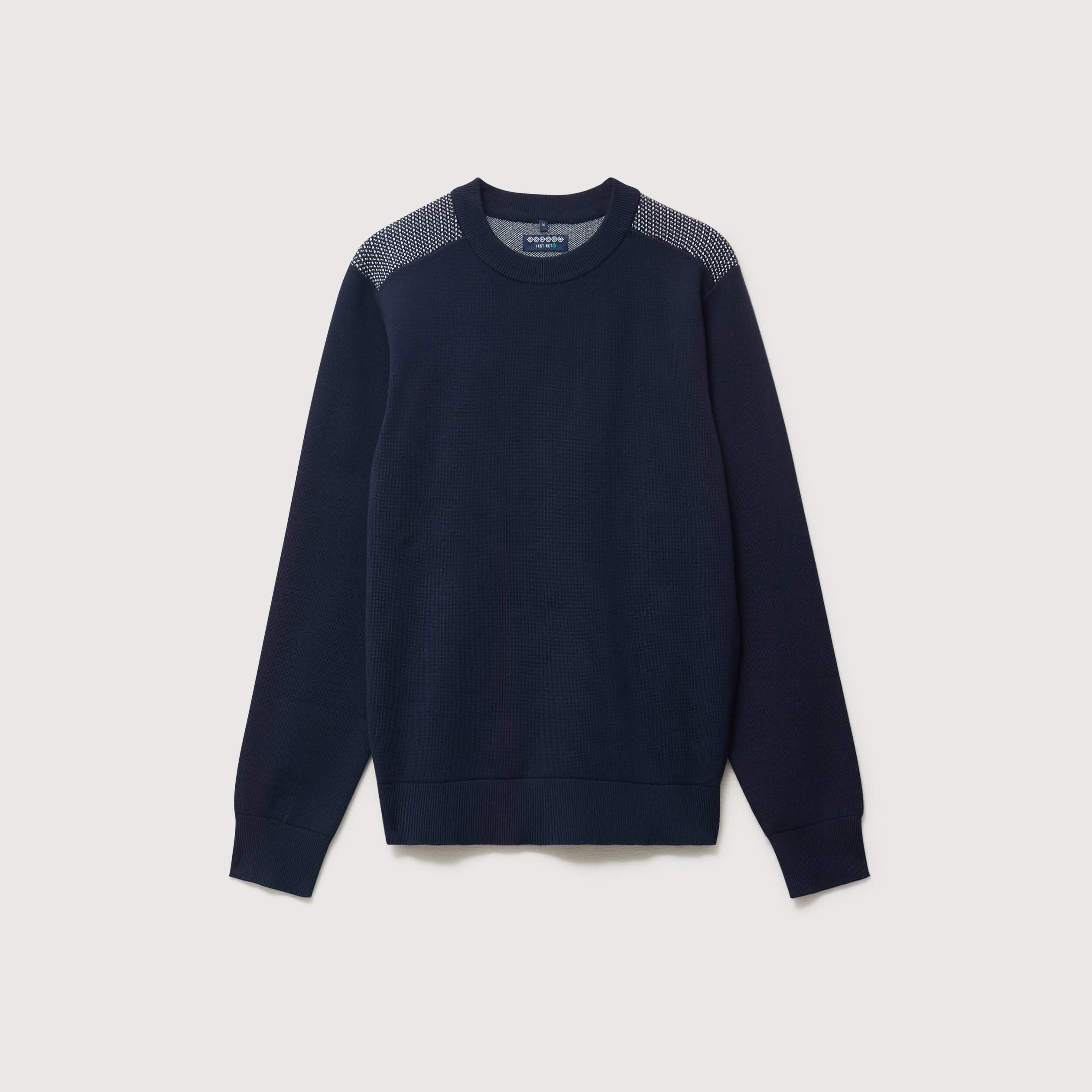 Pull droit fin col rond manches longues bleu marine homme