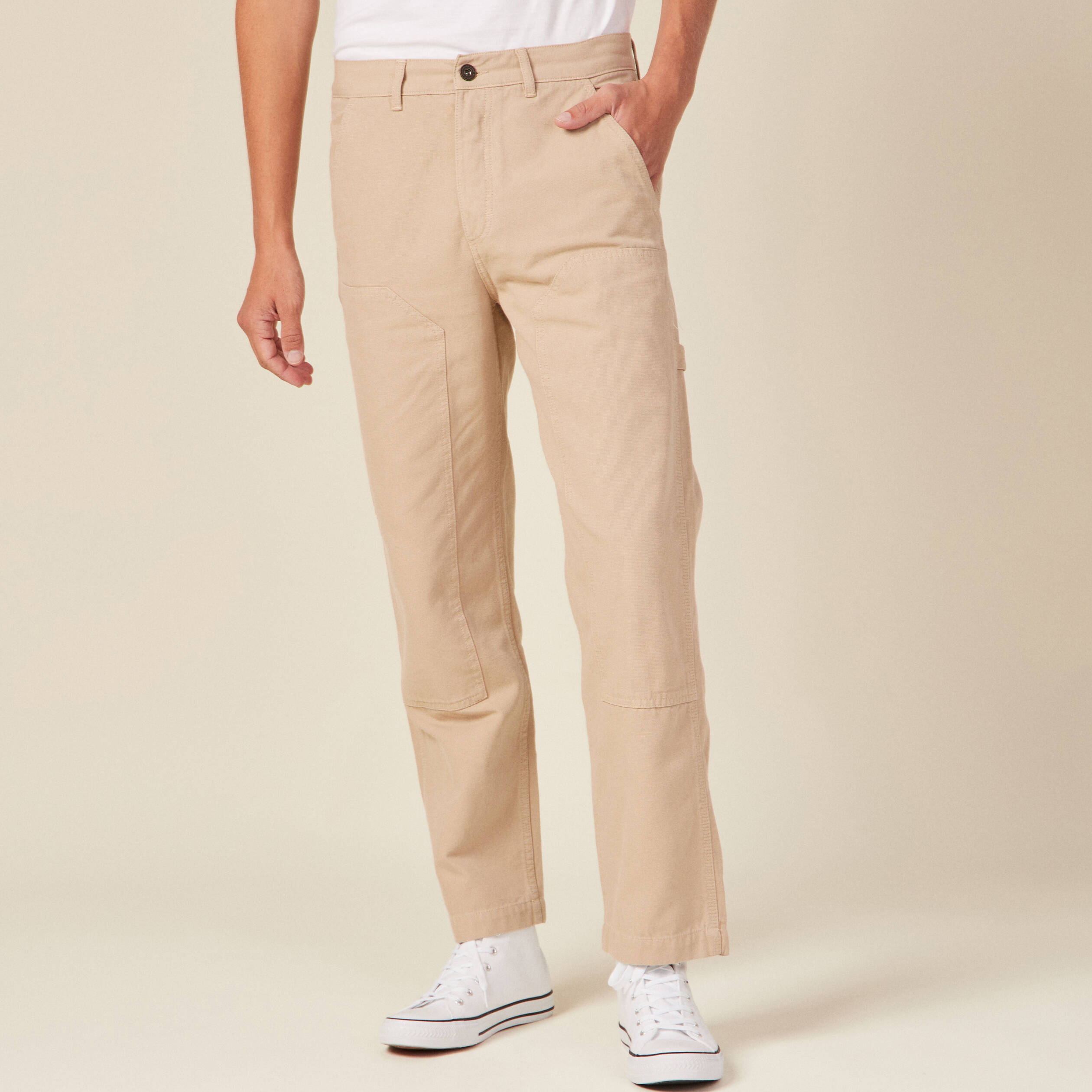 Pantalon beige on sale large homme