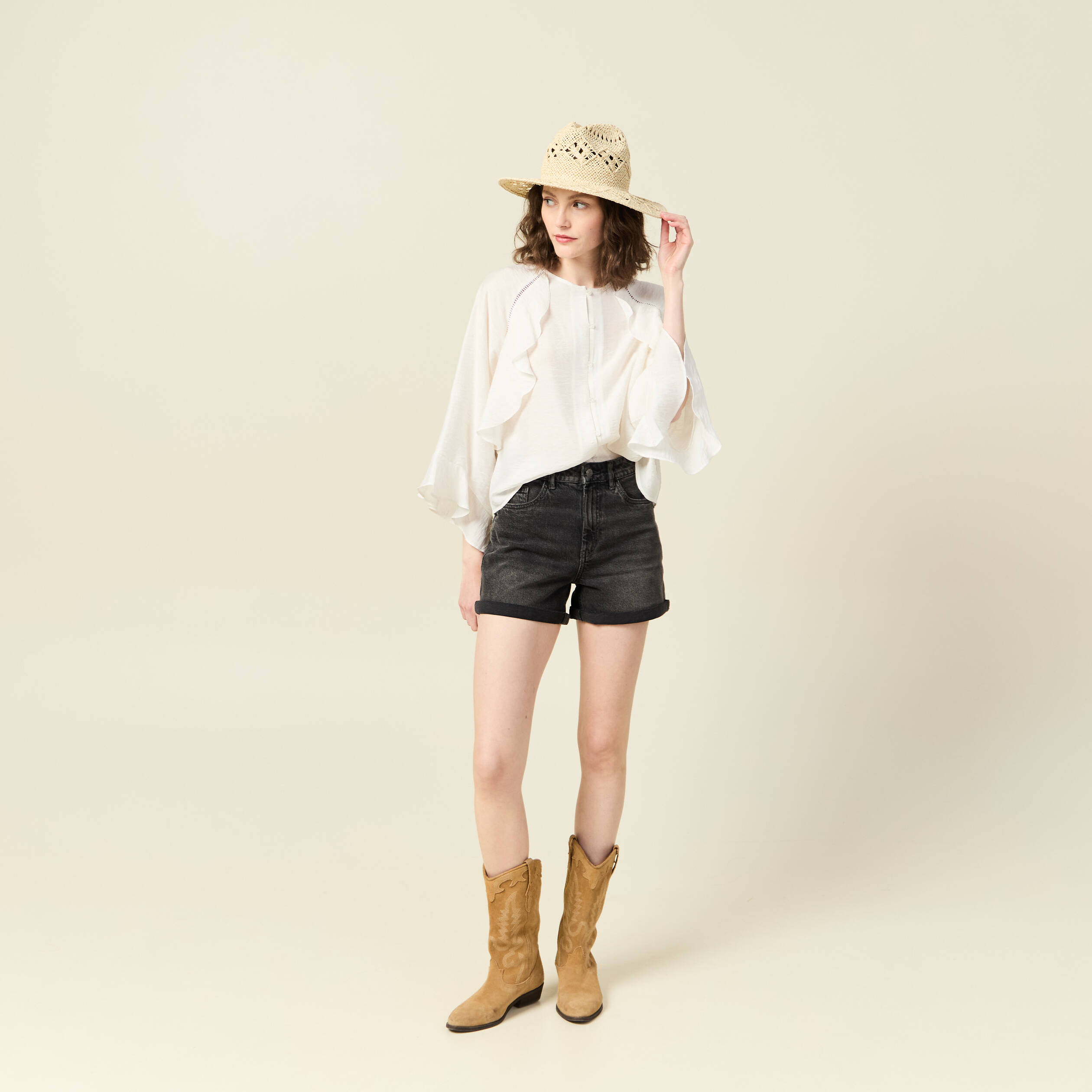 chemise manches longues ecru femme Chemise manches longues ecru femme