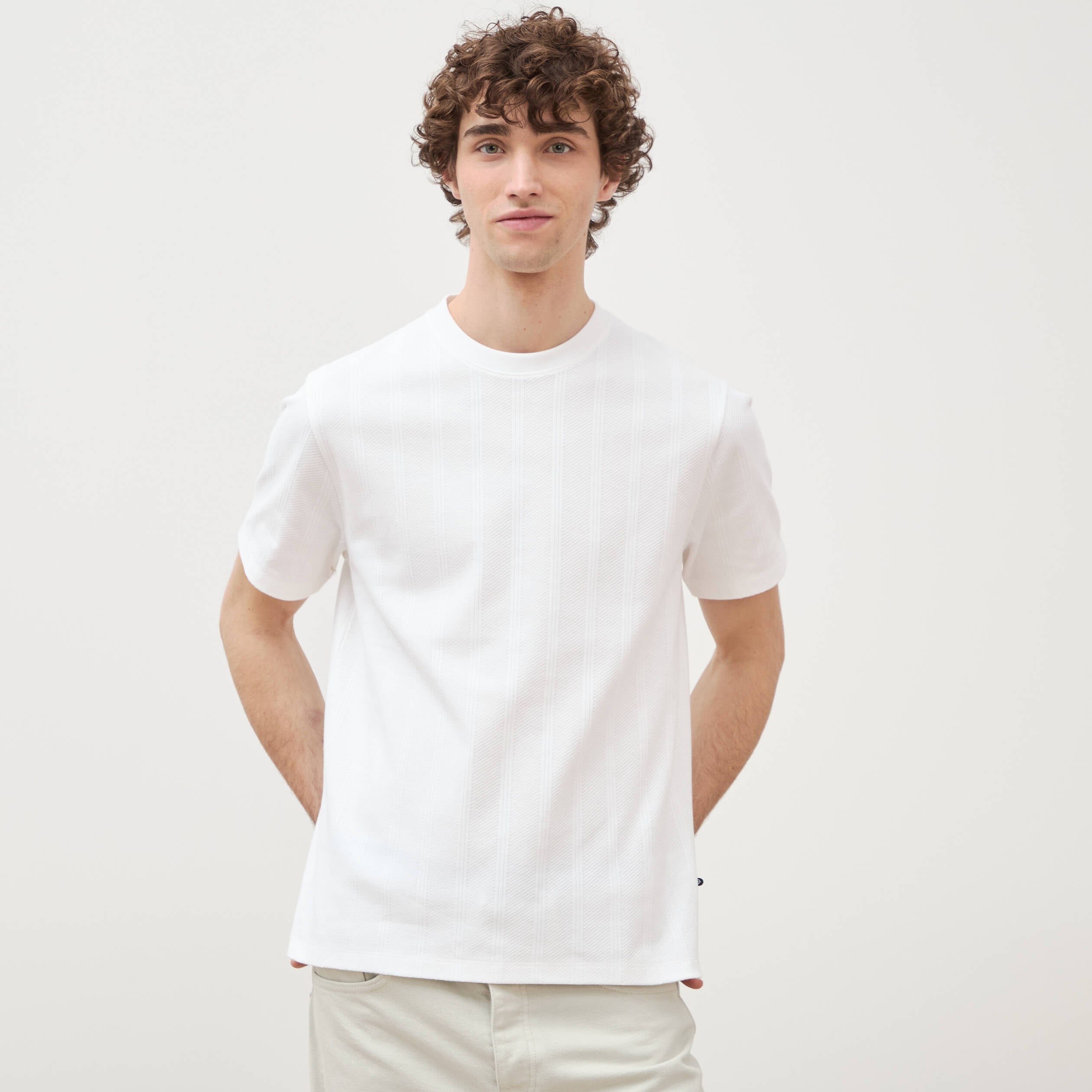 T-shirt en coton manches courtes blanc homme
