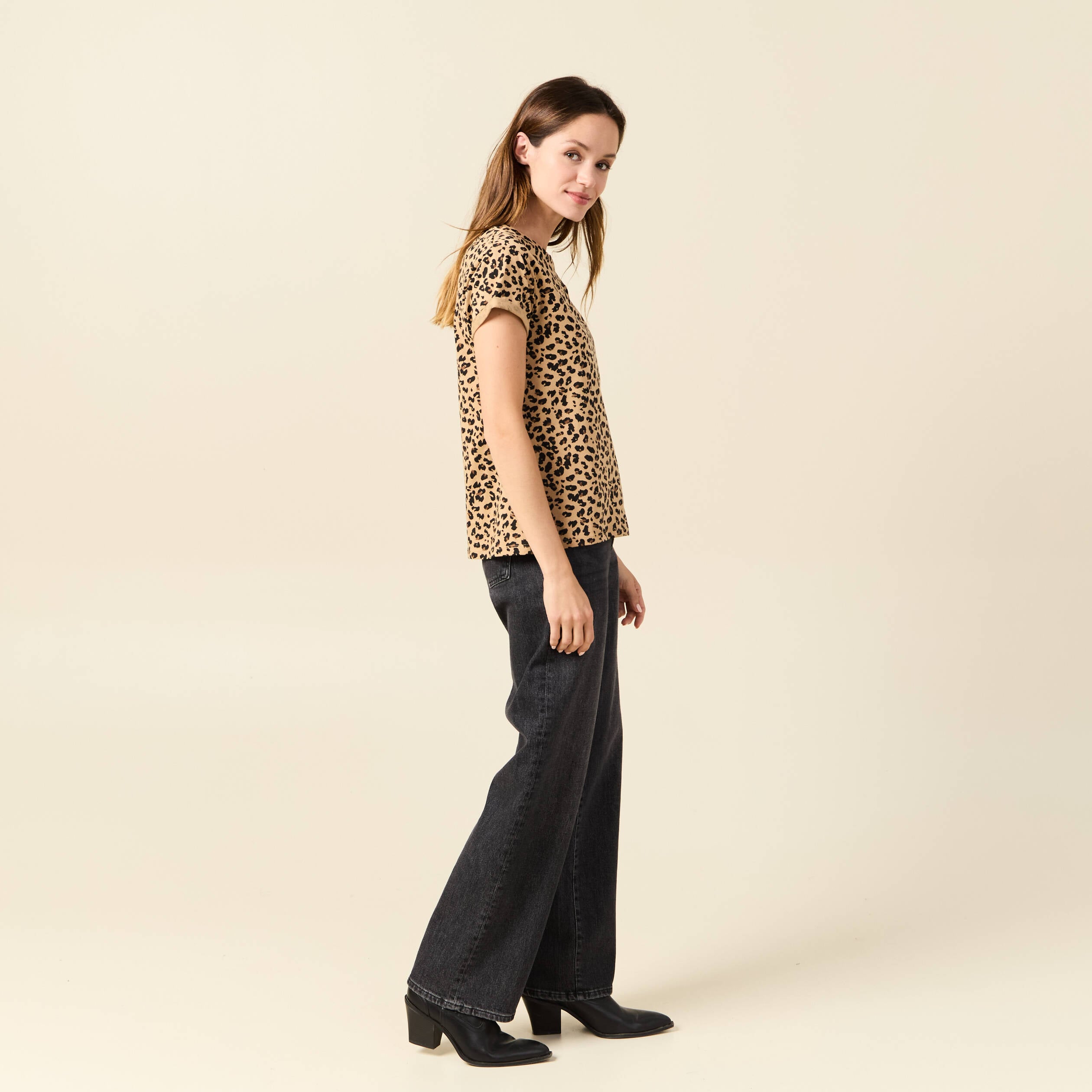 T-shirt manches courtes camel femme
