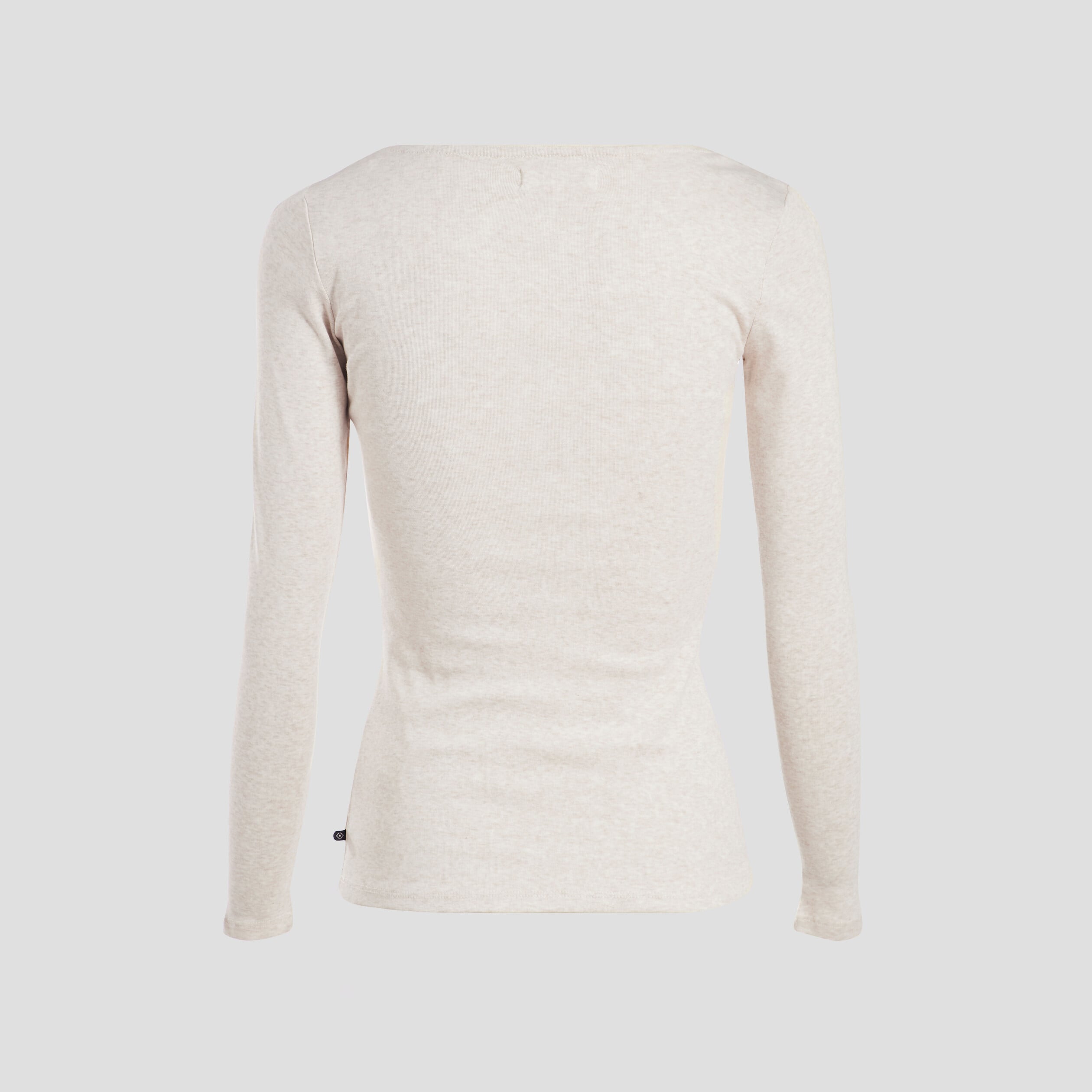 T-shirt cintr&eacute; manches longues col rond beige femme
