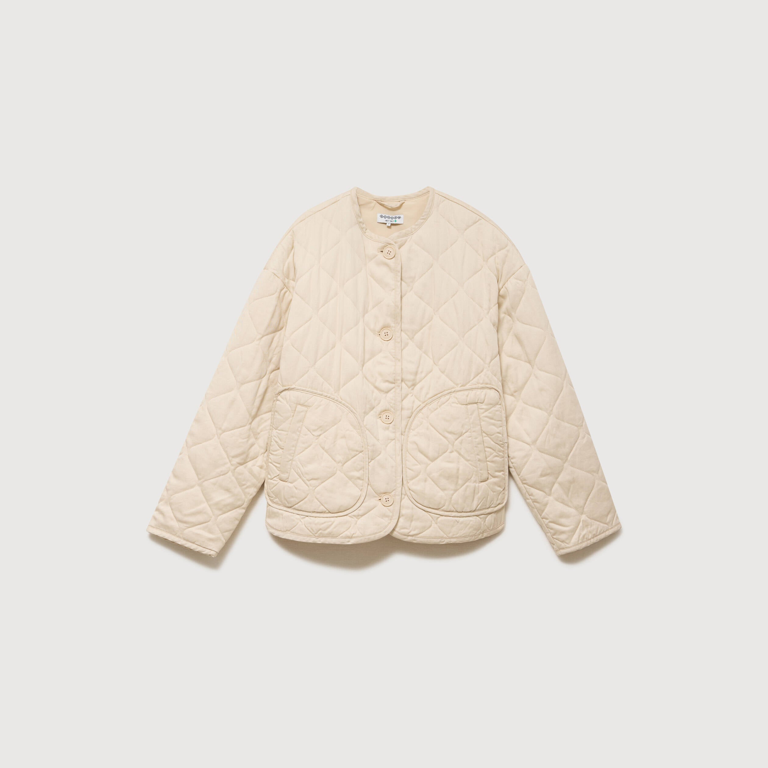 Veste oversize manches longues doubl&eacute;e creme femme