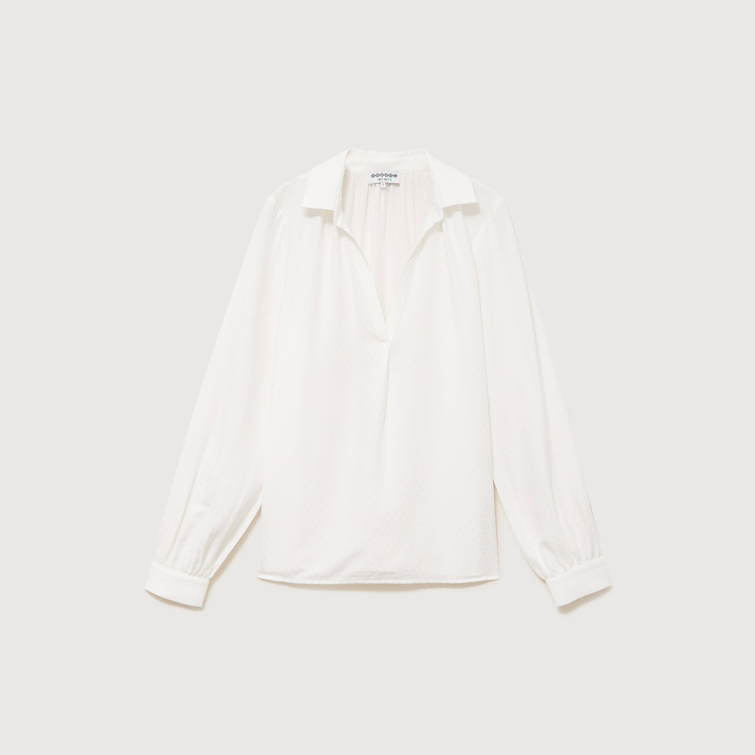 Chemise droite &agrave; manches longues ecru femme