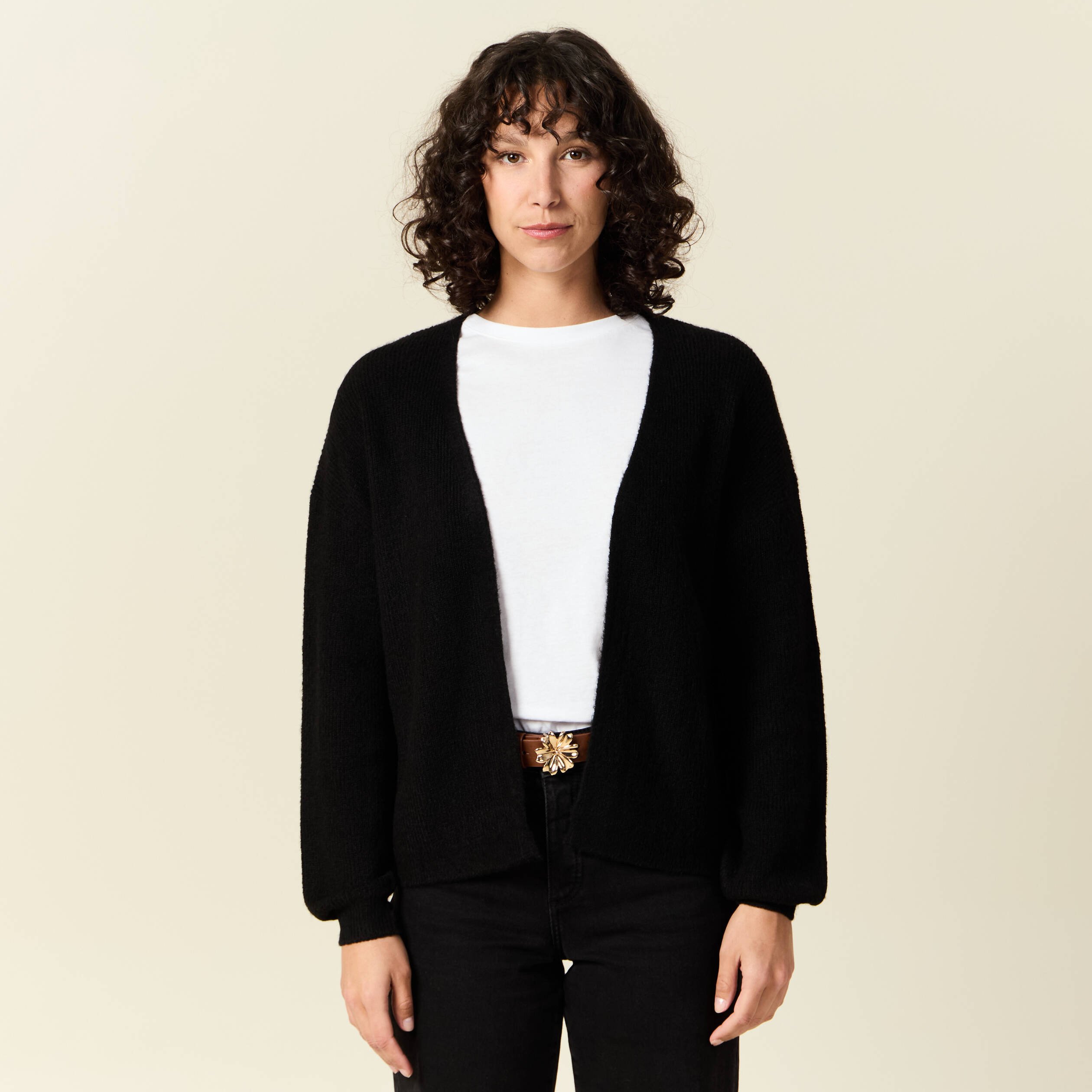 Gilet manches longues noir femme