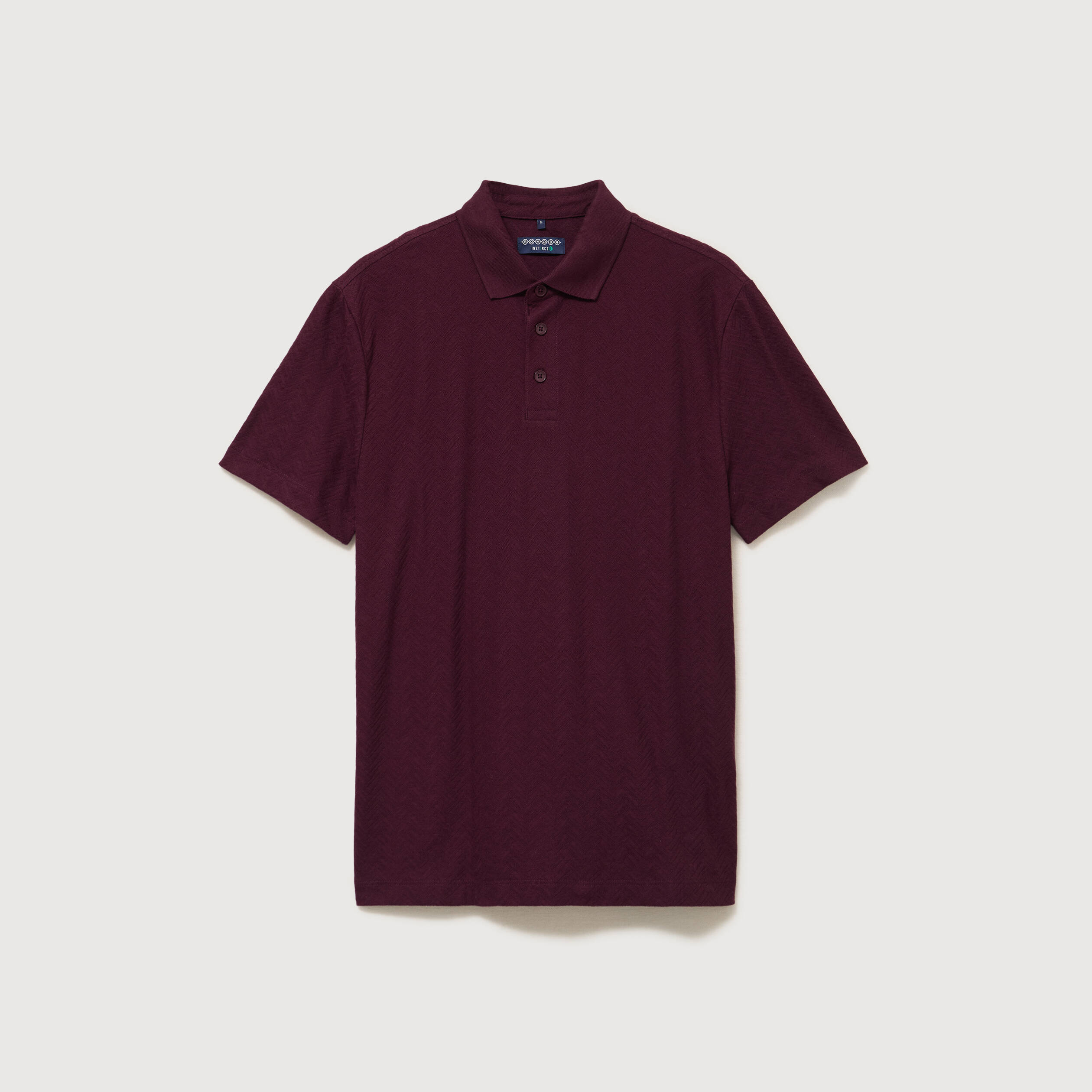 Polo droit en coton manches courtes prune homme