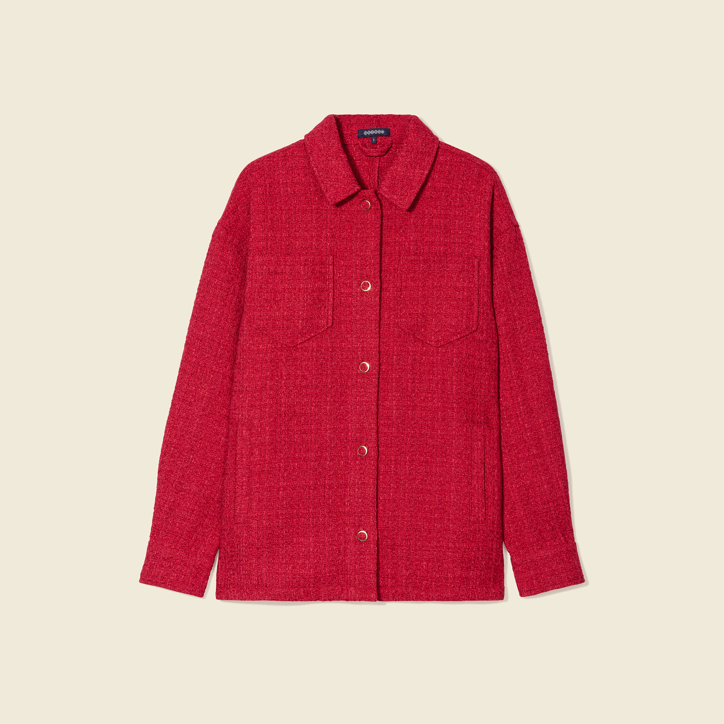 veste surchemise boutonnee rouge fonce femme Veste surchemise boutonnée rouge foncé femme