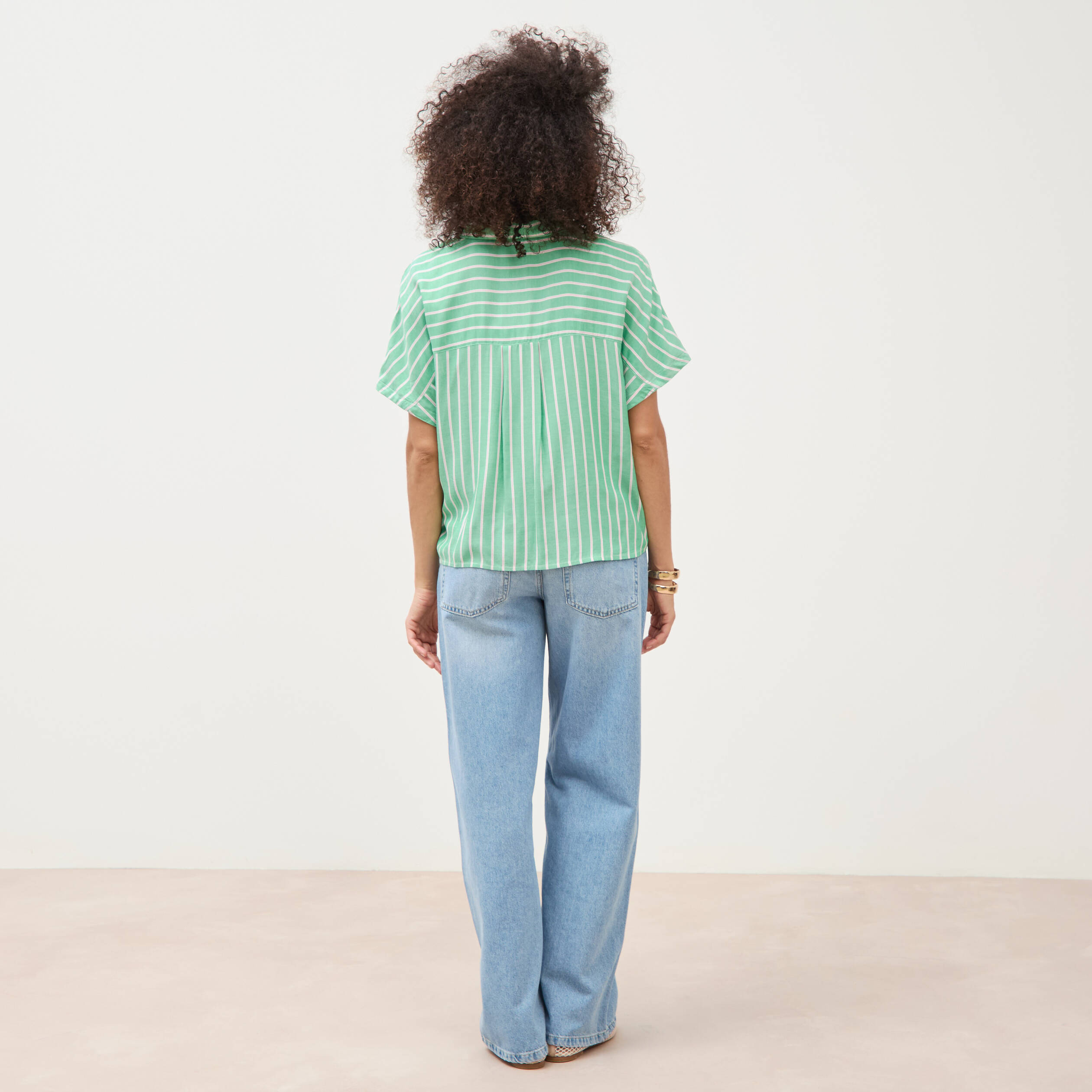 Chemise manches 3/4 vert menthe femme