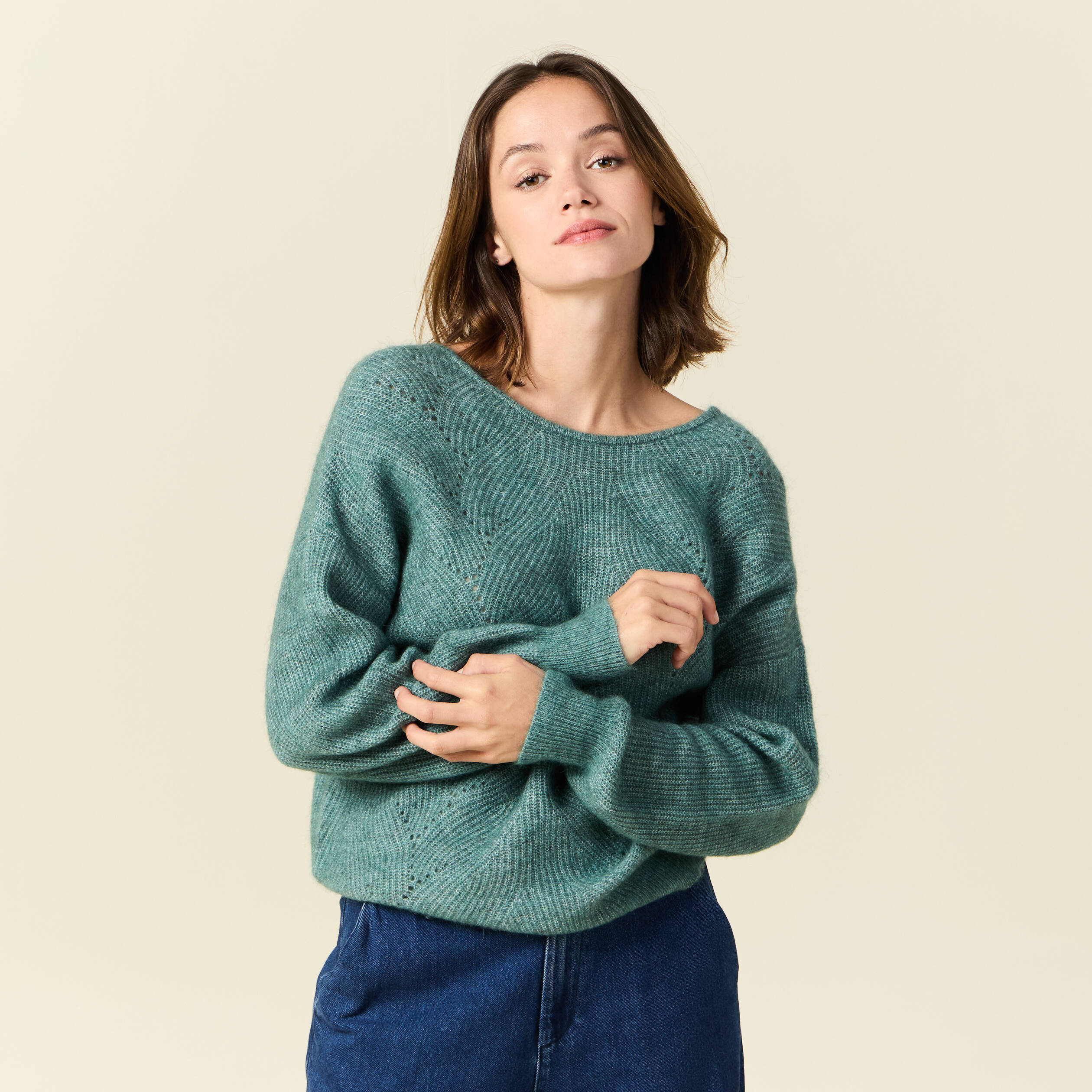 Pull Vetement Femme Bonobo Pull Col Rond Manches Longues Noir