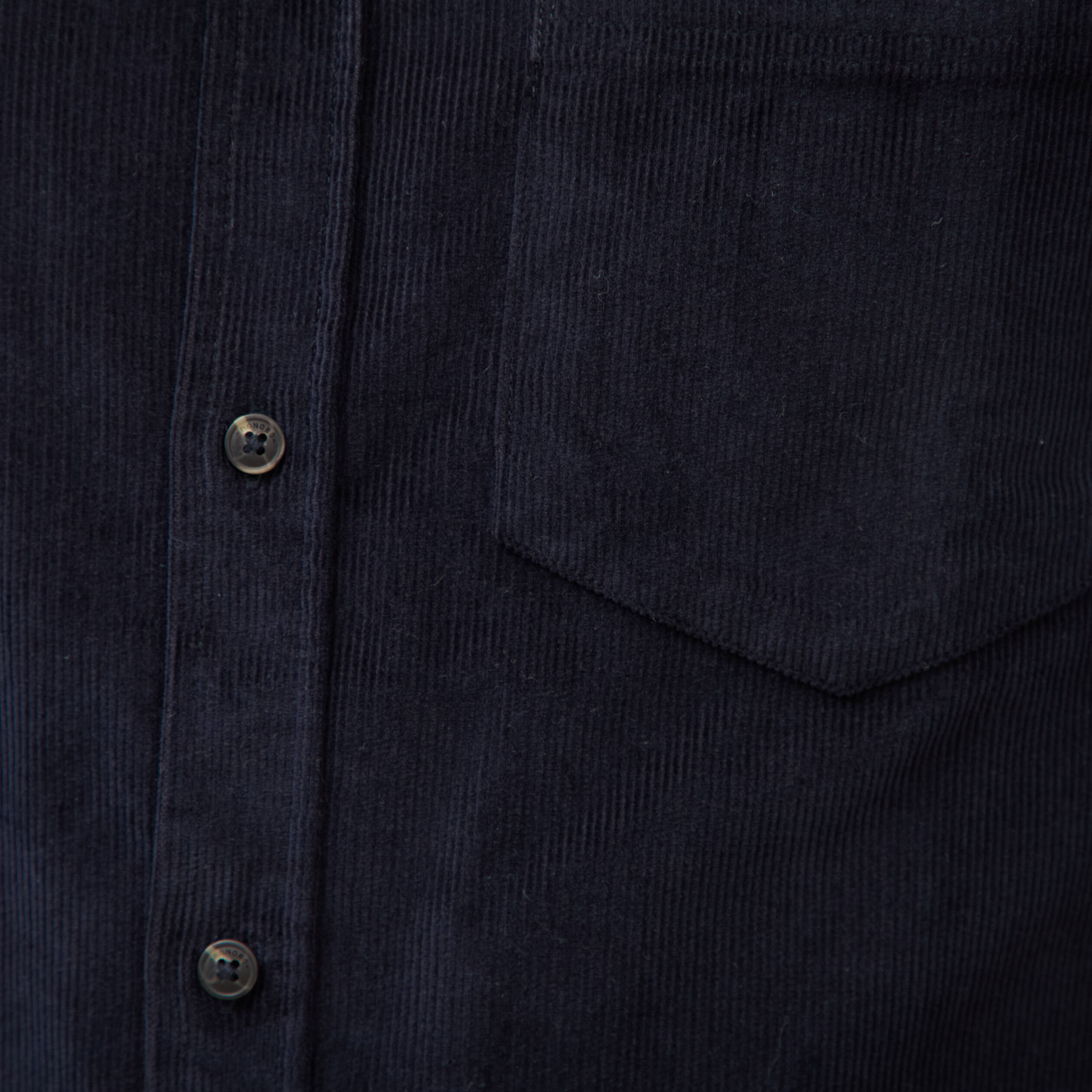 Chemise col classique en velours bleu marine homme